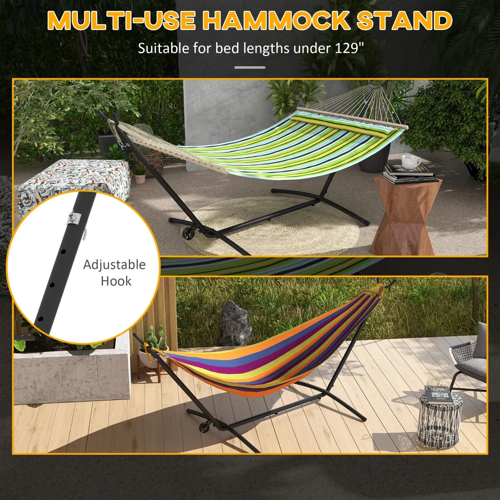 9.5ft Portable Hammock Stand with Wheels Adjustable Frame & Carry Bag for Garden - Home and Garden Furniture Shop - rustic - furniture