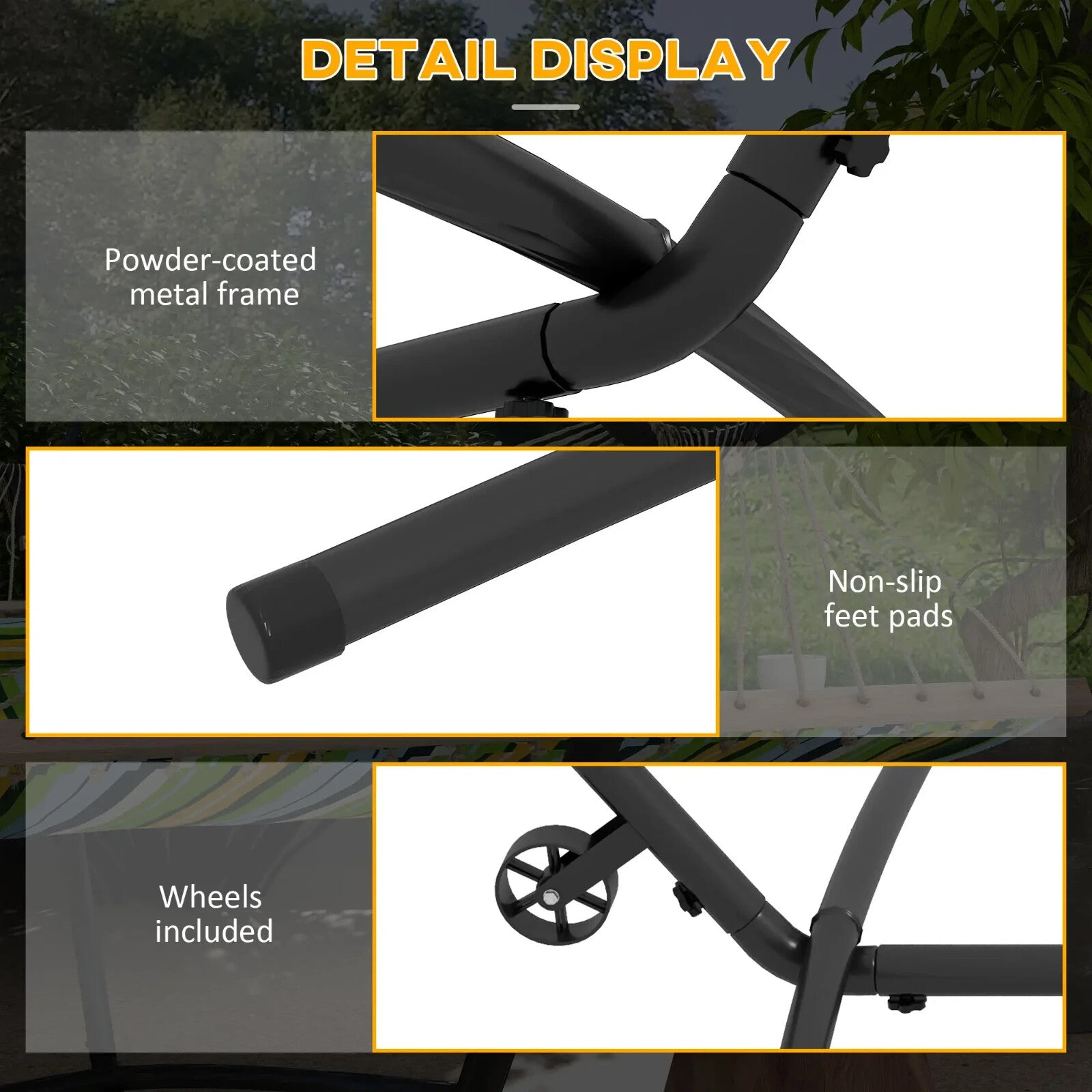 9.5ft Portable Hammock Stand with Wheels Adjustable Frame & Carry Bag for Garden - Home and Garden Furniture Shop - rustic - furniture