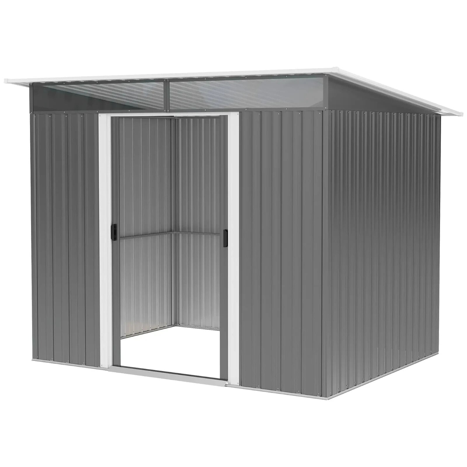9x6 ft Metal Garden Shed Outdoor Storage Hut with Tilted Roof & Ventilation Grey - Home and Garden Furniture Shop - rustic - furniture
