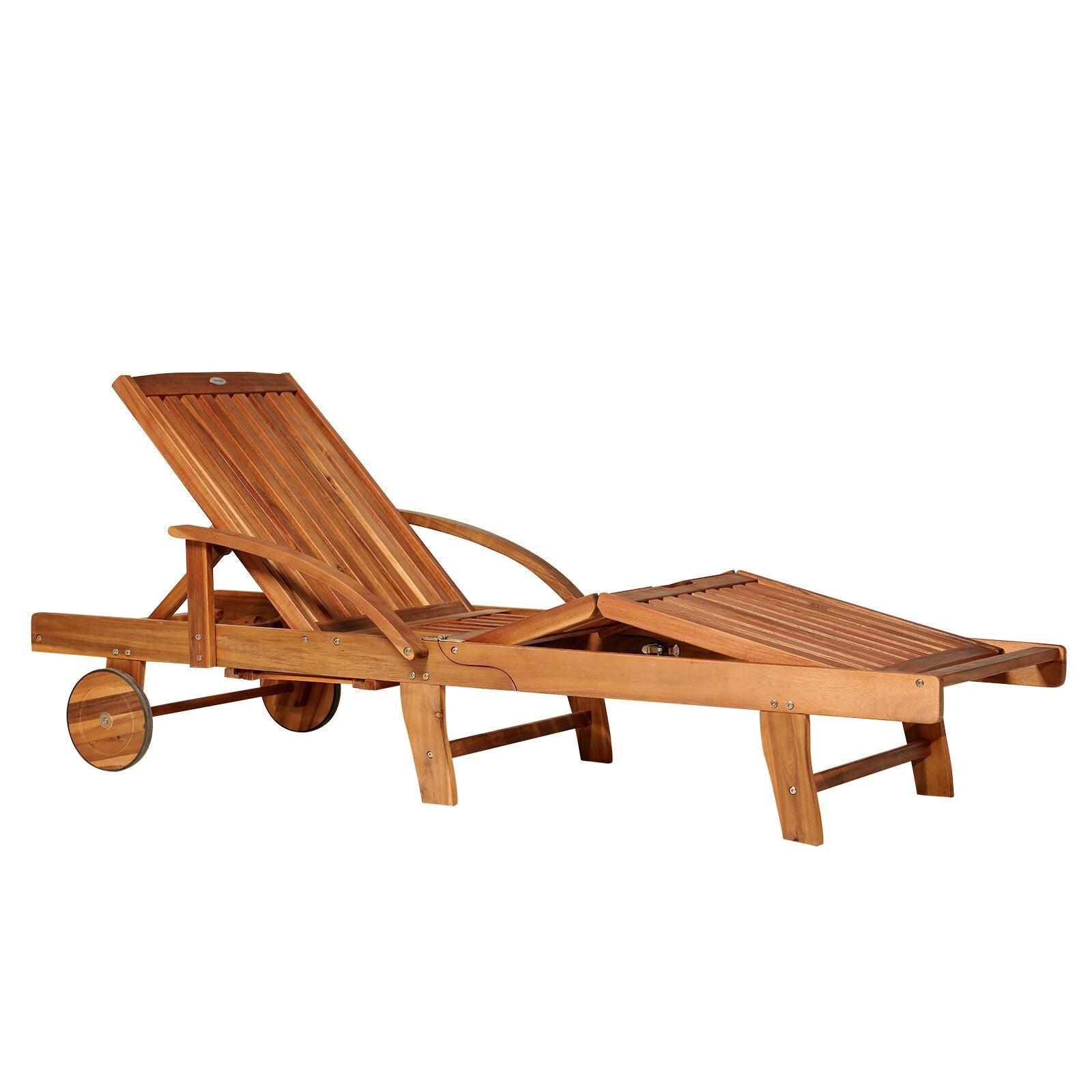Acacia Wood Reclining Outdoor Garden Sun Lounger w/ Wheels for Patio or Poolside - Home and Garden Furniture Shop - rustic - furniture
