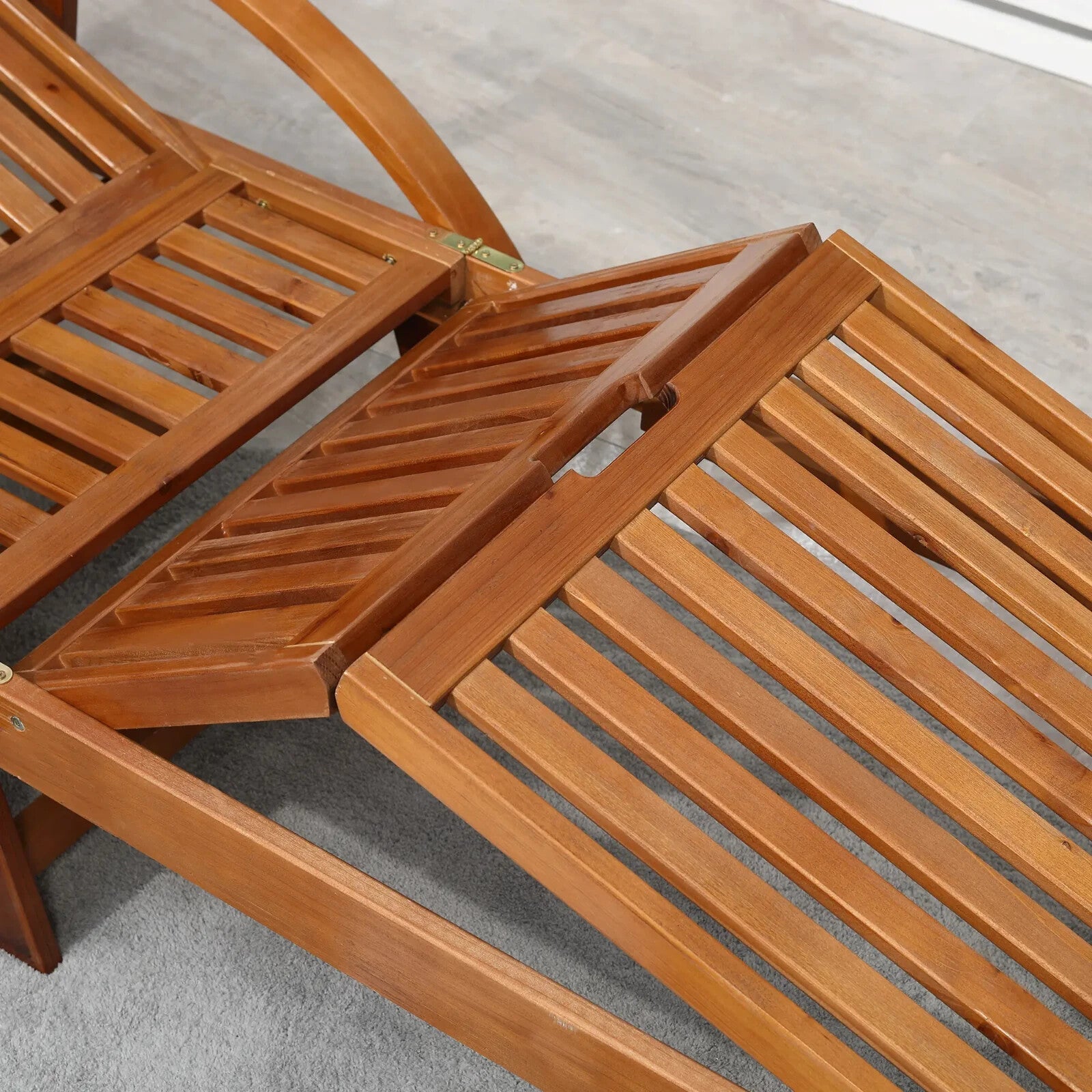 Acacia Wood Reclining Outdoor Garden Sun Lounger w/ Wheels for Patio or Poolside - Home and Garden Furniture Shop - rustic - furniture