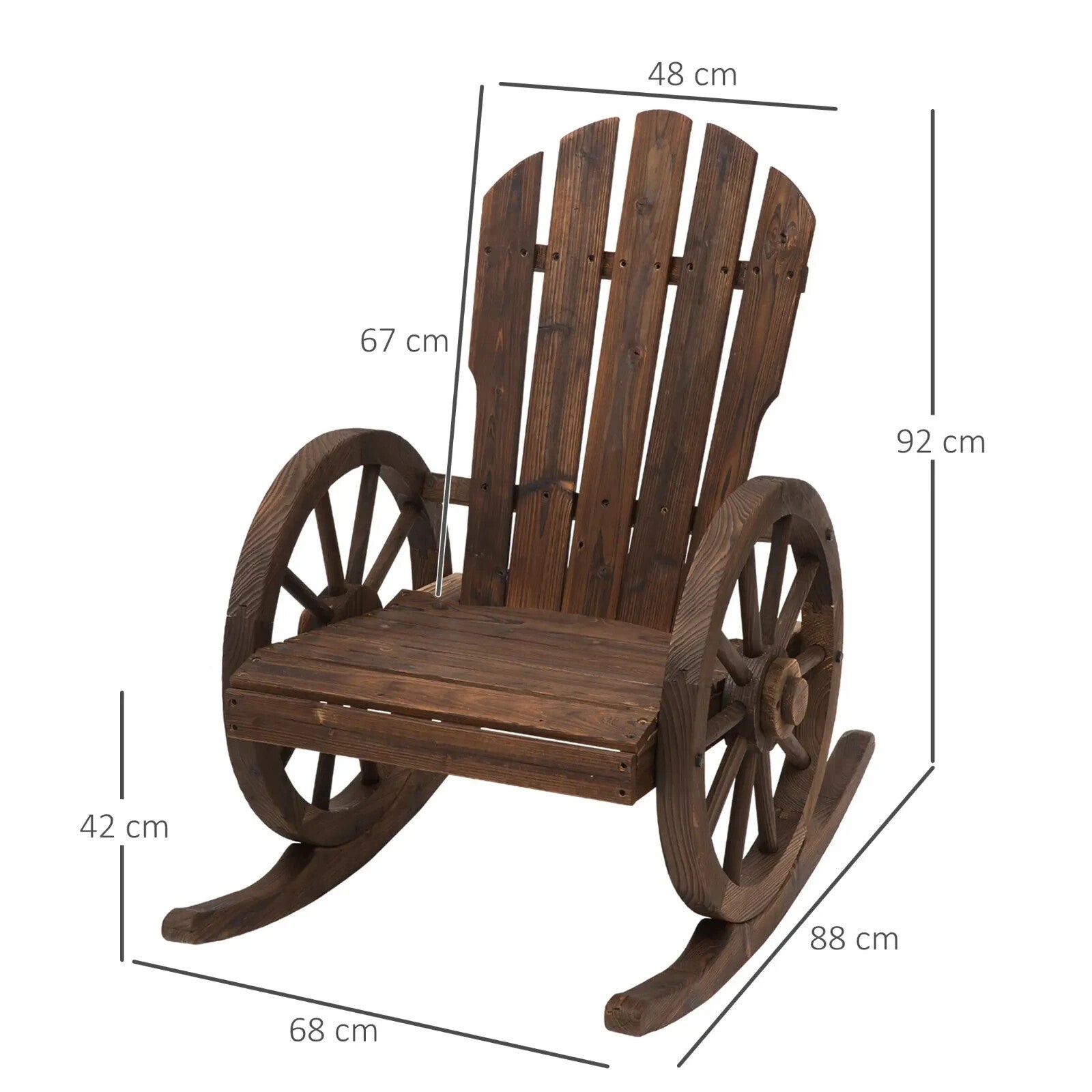 Adirondack Rocking Chair Reclining Garden Furniture Carbonized Wood Colour - Home and Garden Furniture Shop - rustic - furniture