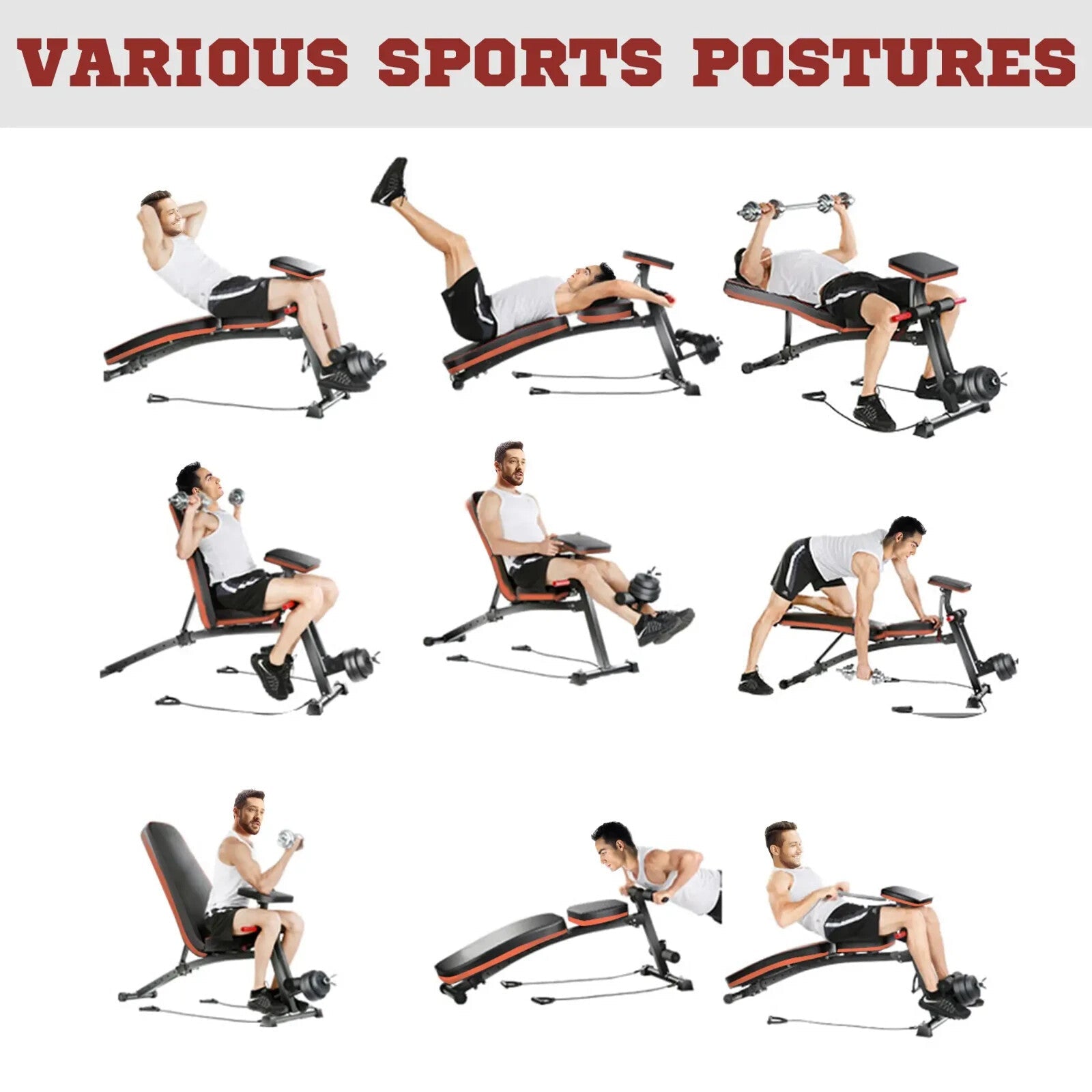 Adjustable Foldable Dumbbell Bench Home Gym Weight Training Equipment Incline - Home and Garden Furniture Shop - rustic - furniture