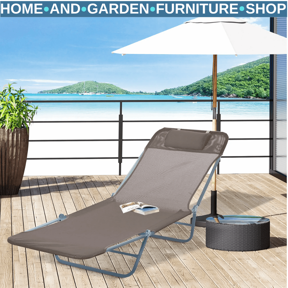 Adjustable Garden Lounger Foldable Sun Bed Chair for Outdoor Relaxation Coffee - Home and Garden Furniture Shop - rustic - furniture