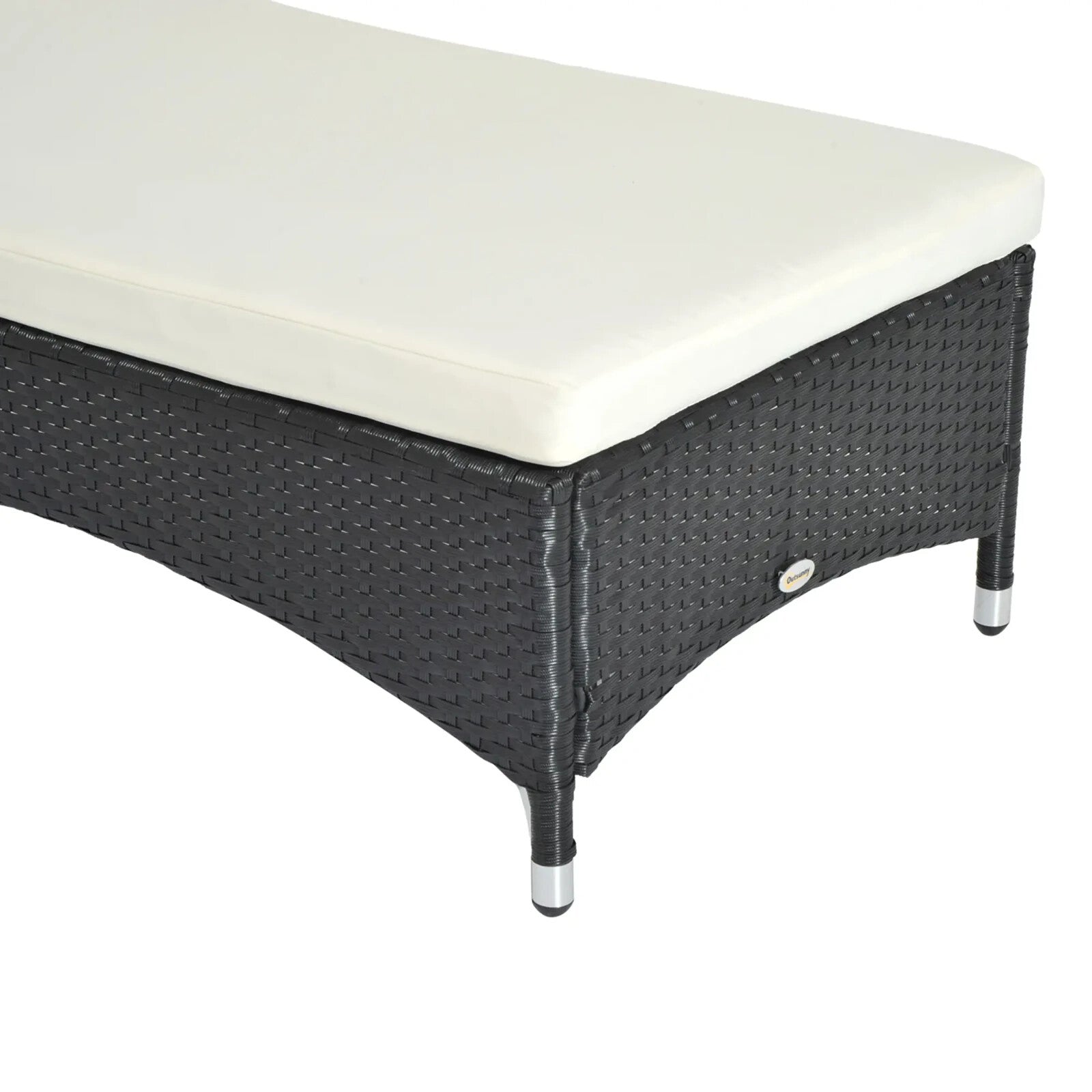 Adjustable Rattan Sun Lounger with Steel Frame, Cushion, and Wheels 200cm x 73cm - Home and Garden Furniture Shop - rustic - furniture