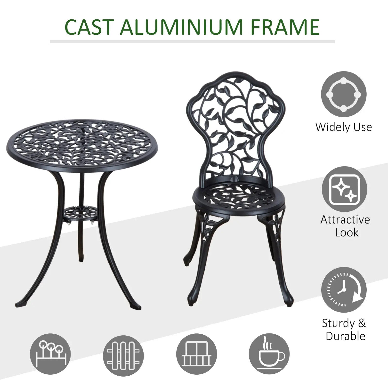 Aluminium Bistro Set Garden with Coffee Table and Chairs Outdoor Dining Set - Home and Garden Furniture Shop - #rustic - furniture#
