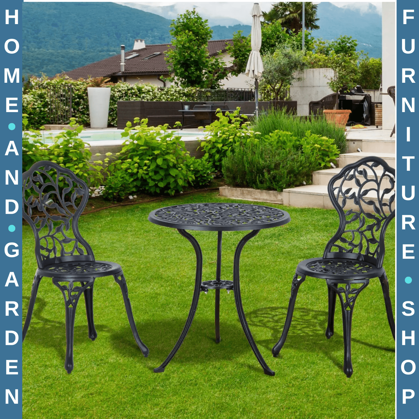 Aluminium Bistro Set Garden with Coffee Table and Chairs Outdoor Dining Set - Home and Garden Furniture Shop - #rustic - furniture#