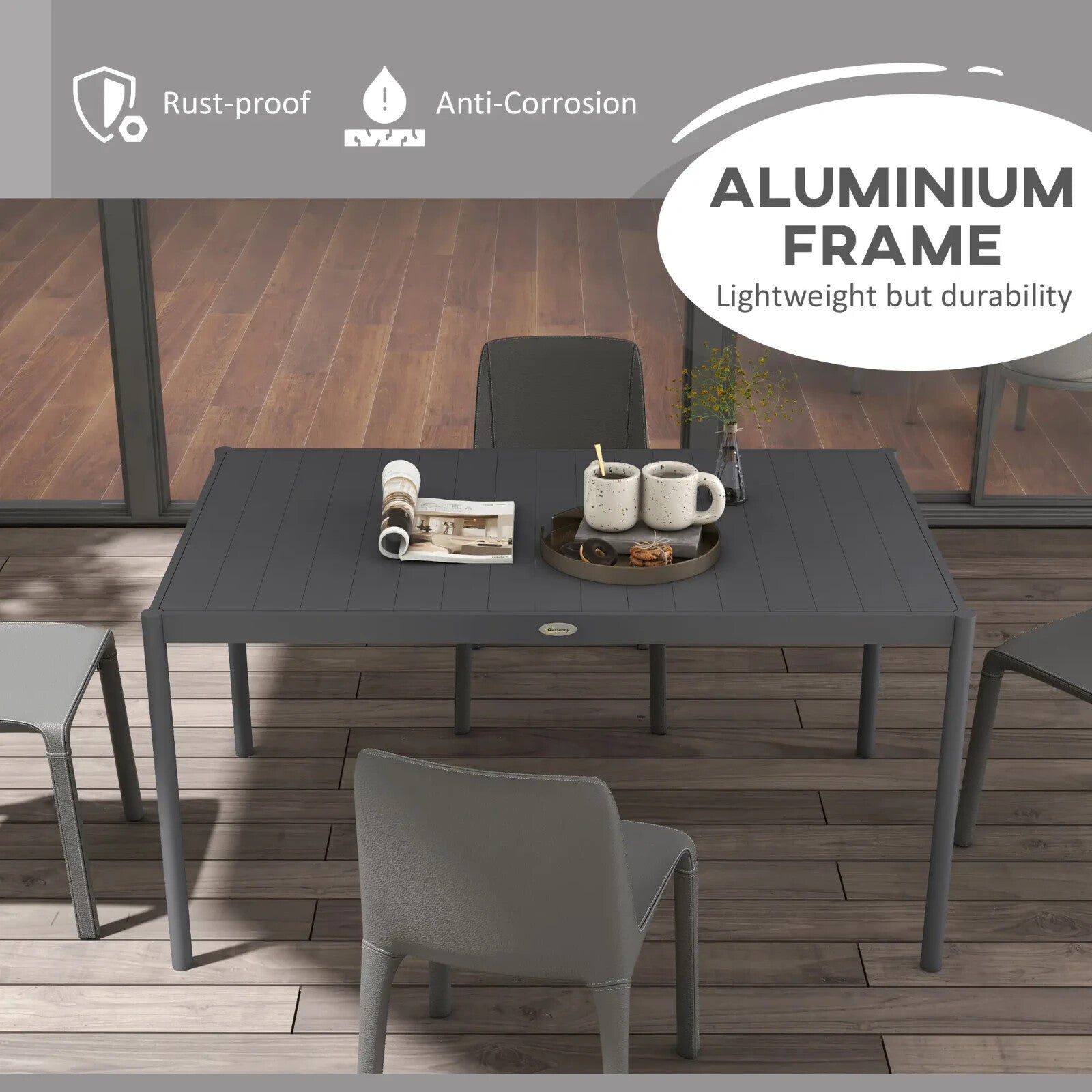 Aluminium Frame Garden Dining Table for Patio Decking or Outdoor Entertaining - Home and Garden Furniture Shop - rustic - furniture