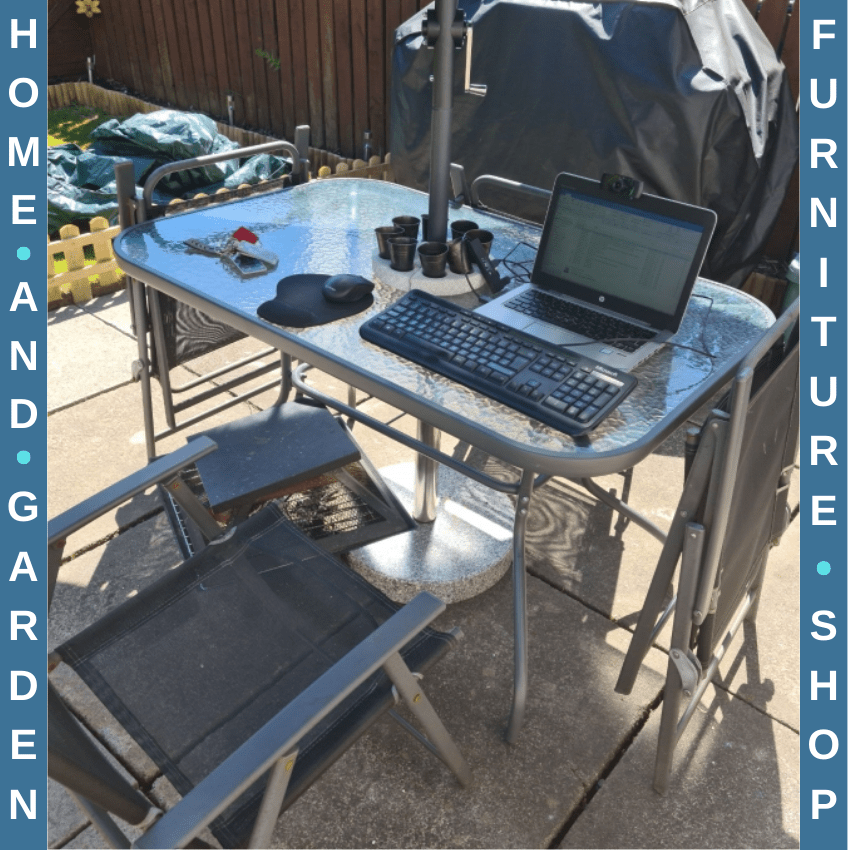 Aquatex Glass Garden Table w/ Curved Metal Frame & Parasol Hole for Outdoor Use - Home and Garden Furniture Shop - rustic - furniture