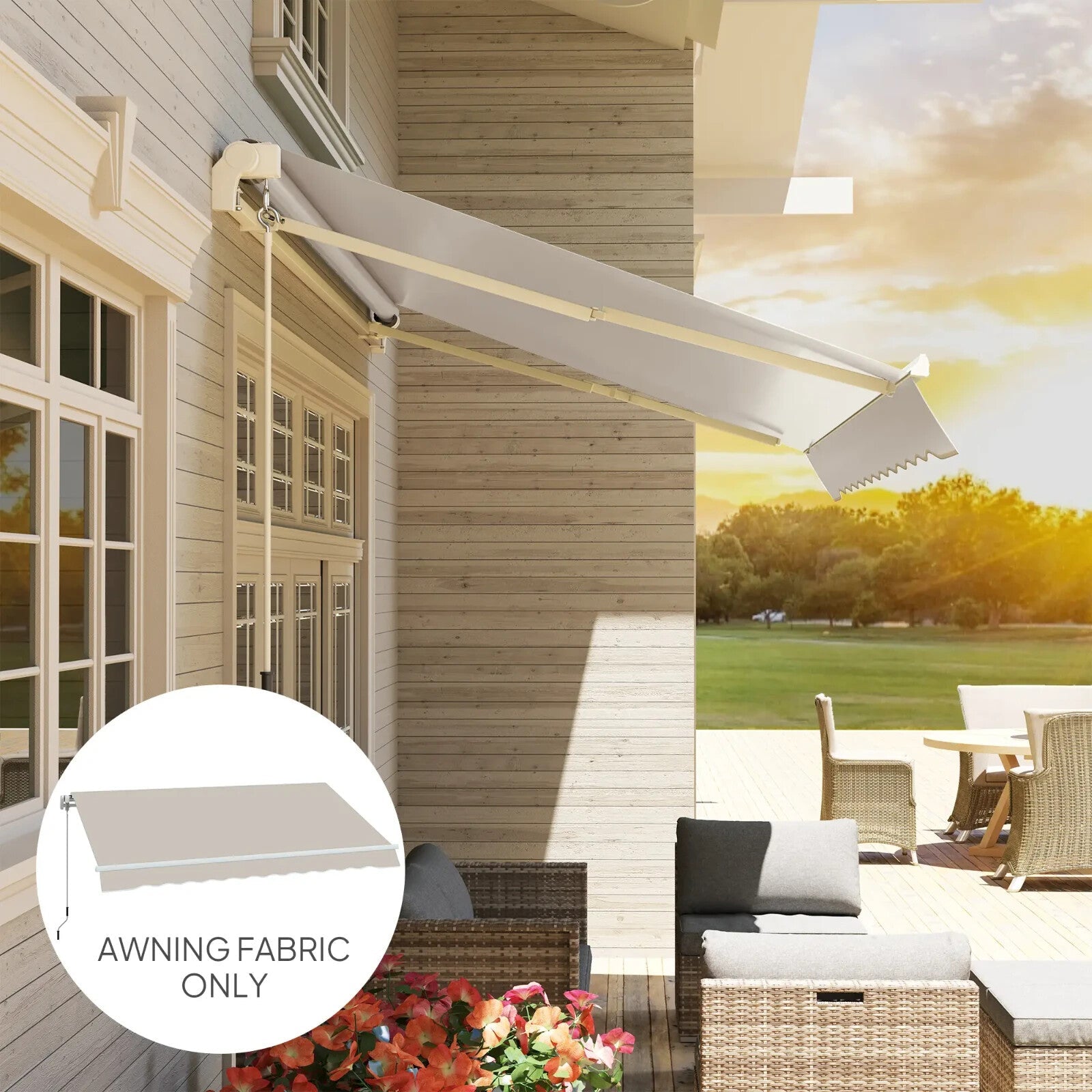 Awning Replacement Canopy Fabric Only Shade Cover Water Resistant Cream White - Home and Garden Furniture Shop - rustic - furniture