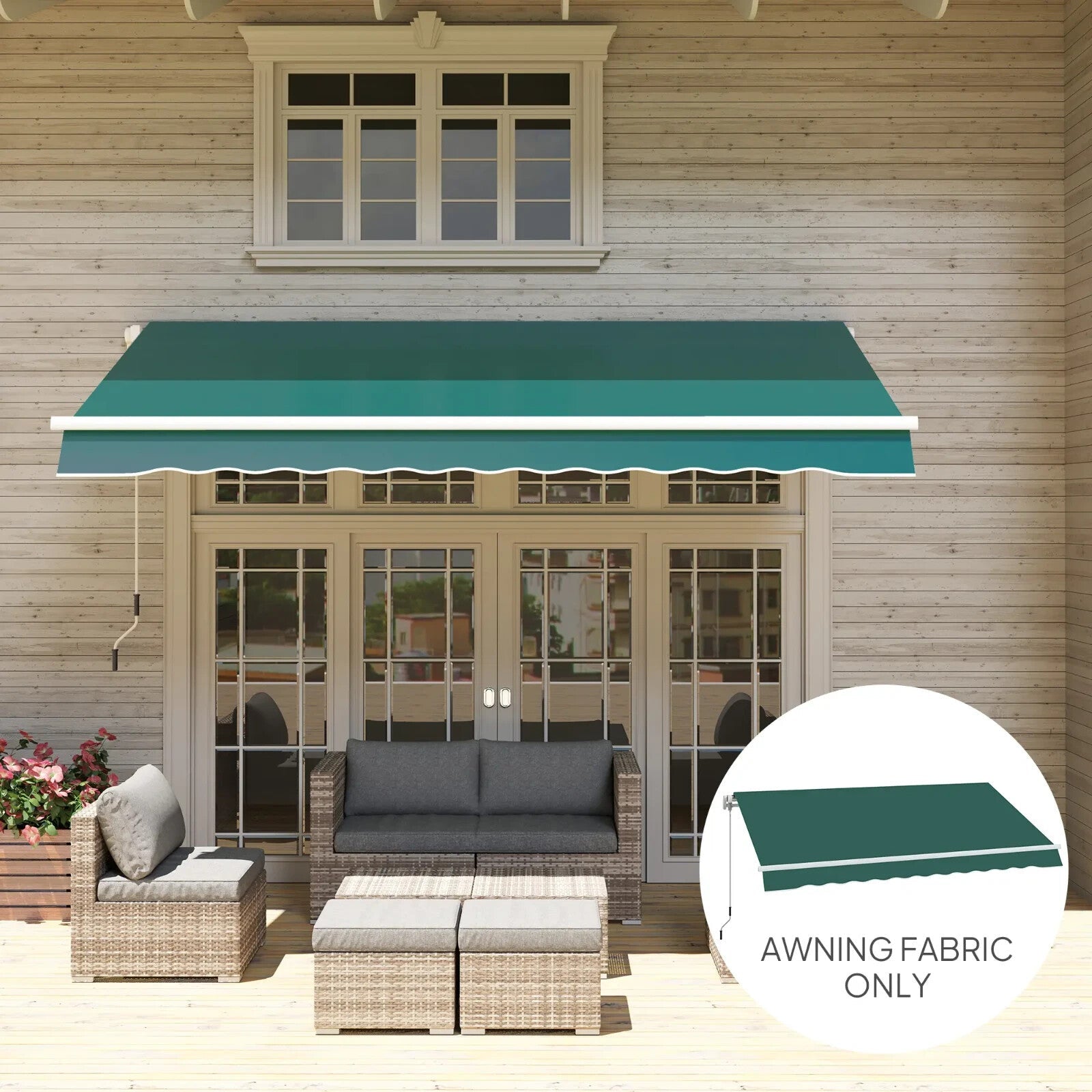 Awning Replacement Canopy Fabric Only Sun Shade Cover Water Resistant Green - Home and Garden Furniture Shop - rustic - furniture