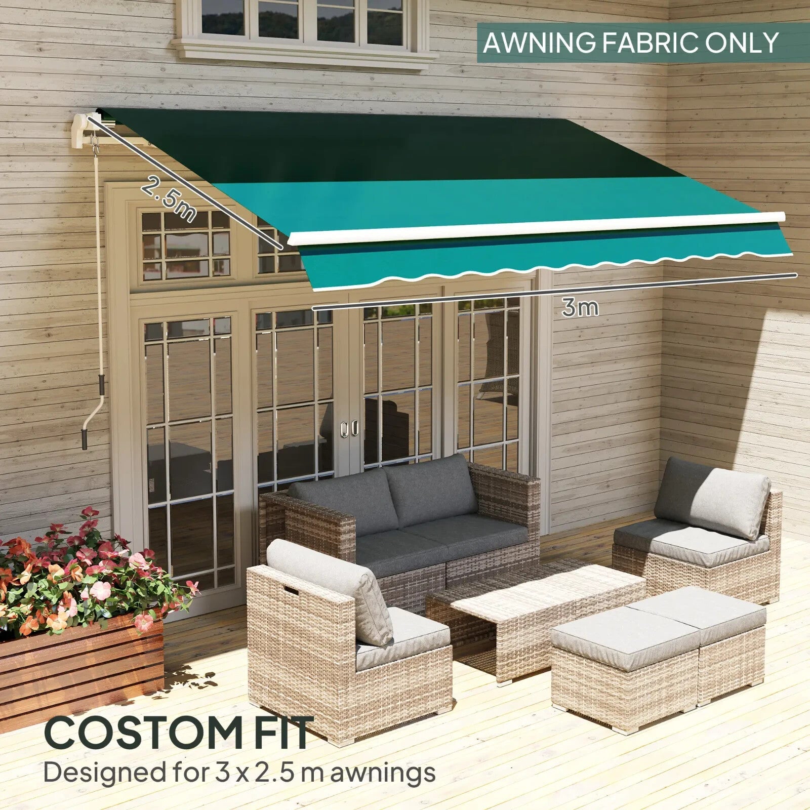 Awning Replacement Canopy Fabric Only Sun Shade Cover Water Resistant Green - Home and Garden Furniture Shop - rustic - furniture