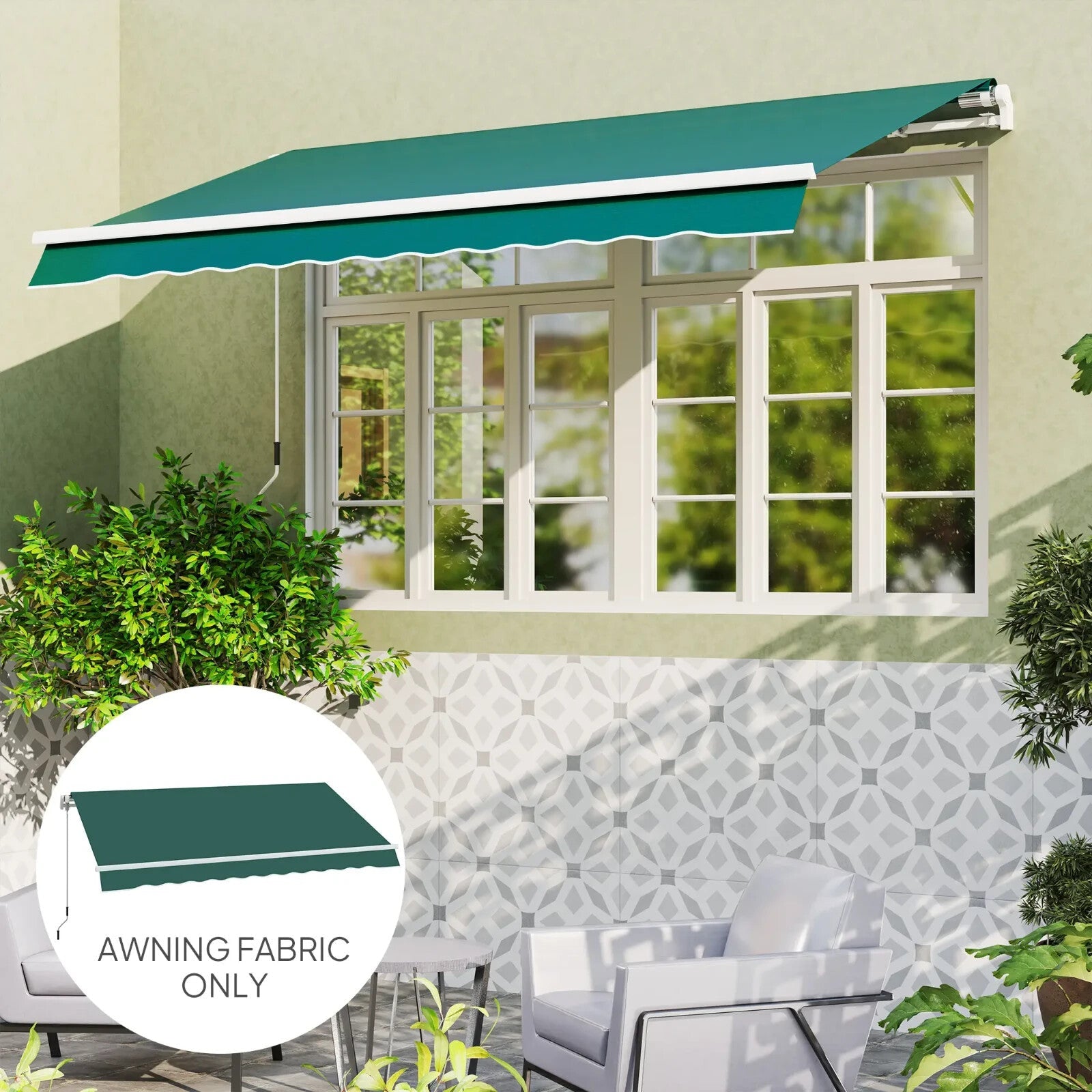 Awning Replacement Canopy Fabric Only Sun Shade Cover Water Resistant Green - Home and Garden Furniture Shop - rustic - furniture