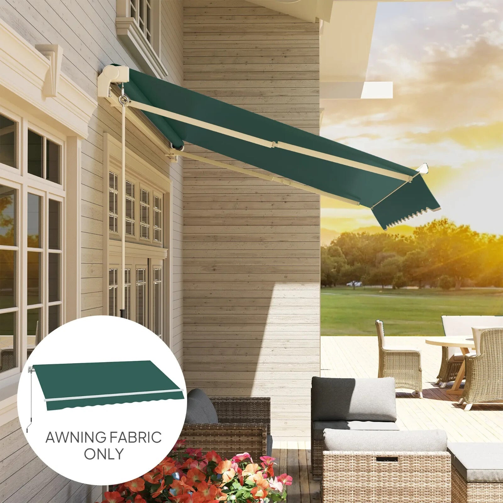 Awning Replacement Canopy Fabric Only Sun Shade Cover Water Resistant Green - Home and Garden Furniture Shop - rustic - furniture