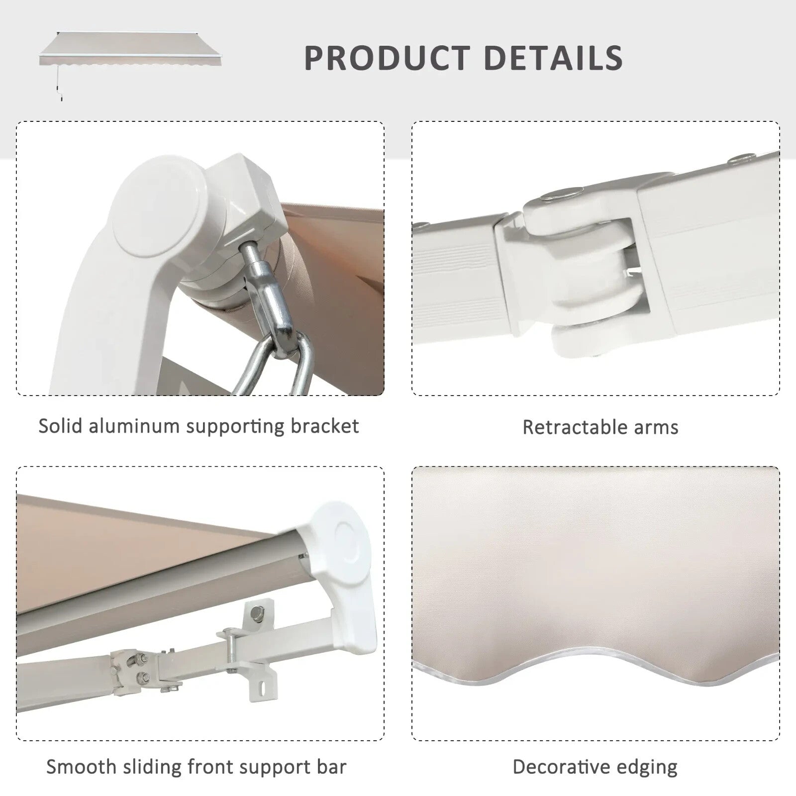 Awning Retractable Canopy Manual/Electric Rectangular Patio Shelter Cream White - Home and Garden Furniture Shop - rustic - furniture