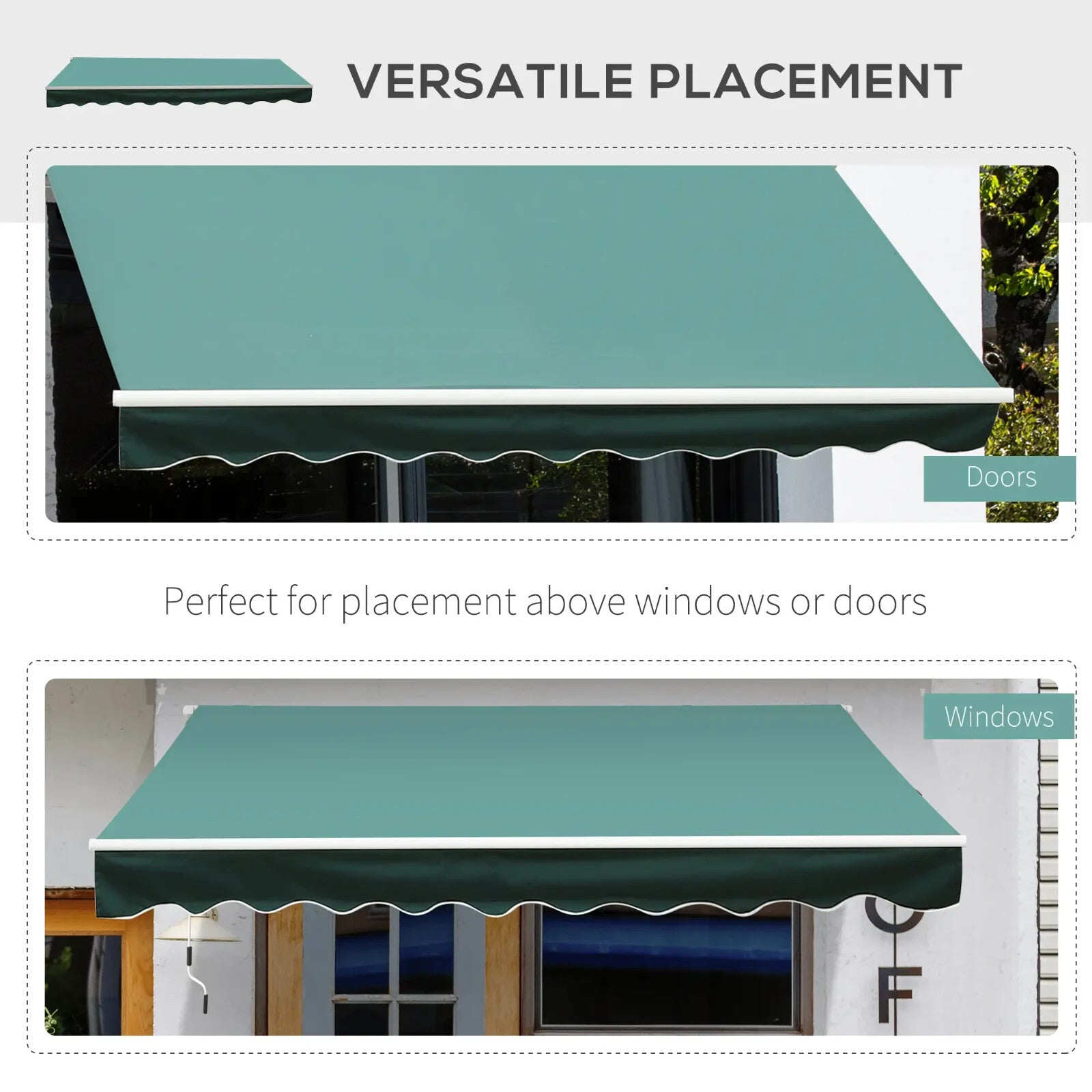 Awning Retractable Canopy Water - Resistant with Crank & Height Adjustable Green - Home and Garden Furniture Shop - #rustic - furniture#