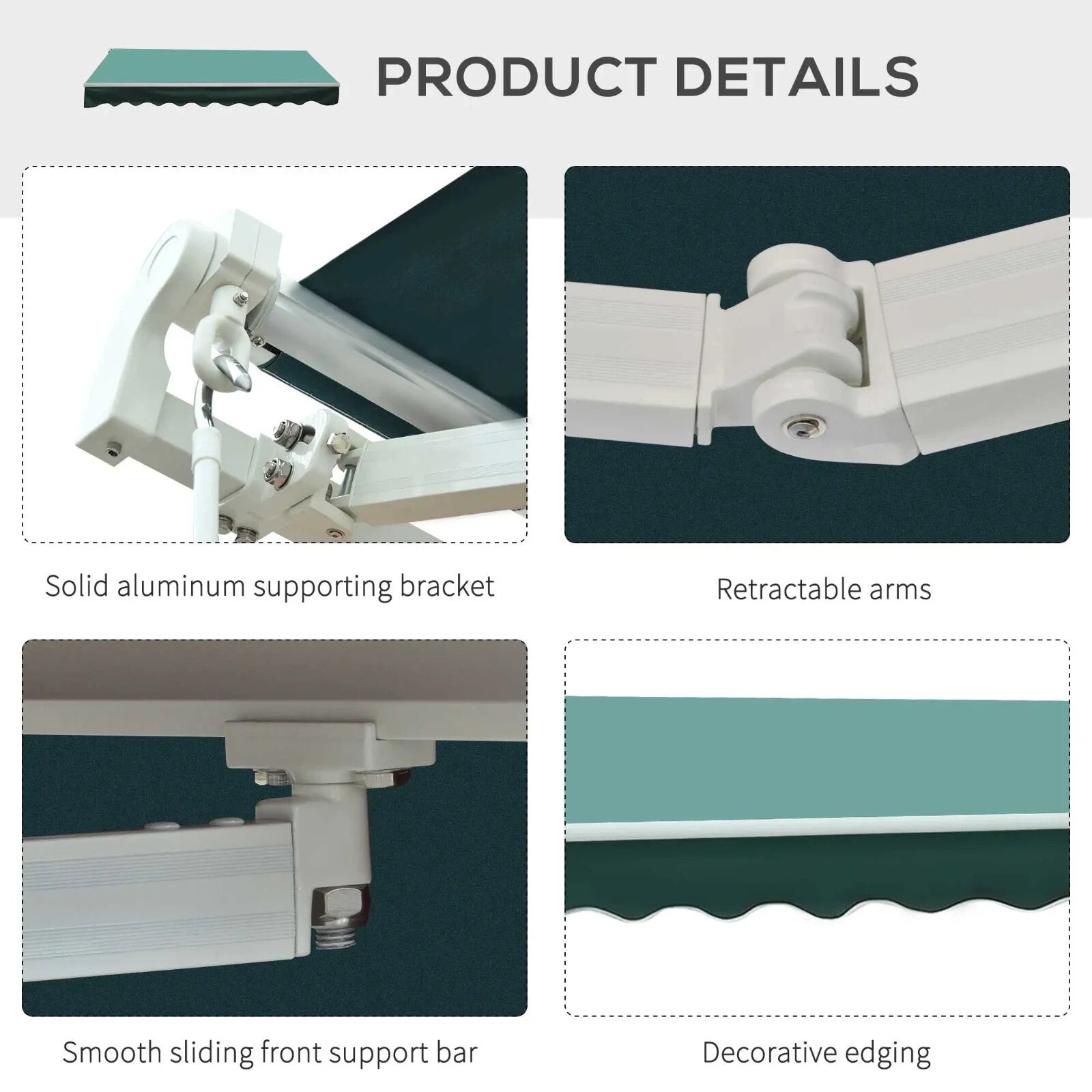 Awning Retractable Canopy Water - Resistant with Crank & Height Adjustable Green - Home and Garden Furniture Shop - #rustic - furniture#