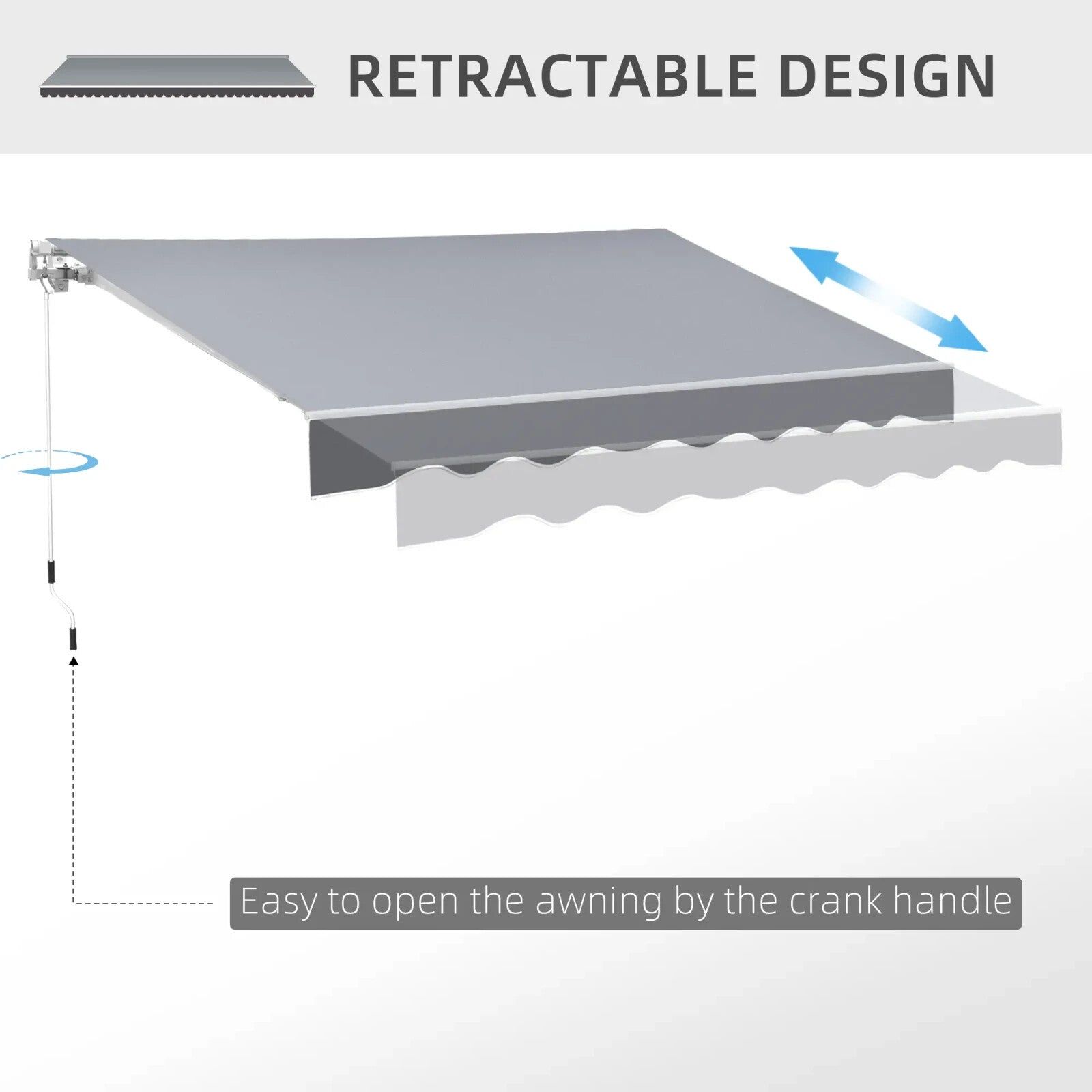 Awning Retractable Sun Shade Canopy w/ Winding Handle & Height Adjustable Grey - Home and Garden Furniture Shop - rustic - furniture