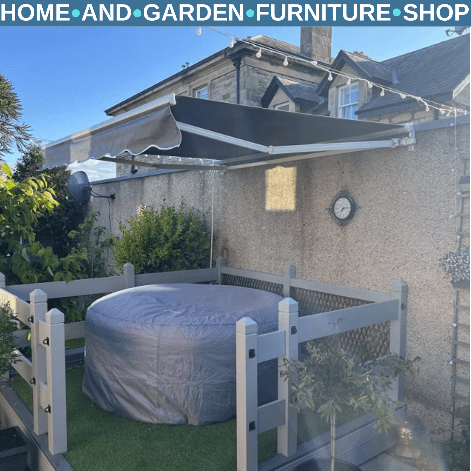 Awning Retractable Sun Shade Canopy w/ Winding Handle & Height Adjustable Grey - Home and Garden Furniture Shop - rustic - furniture