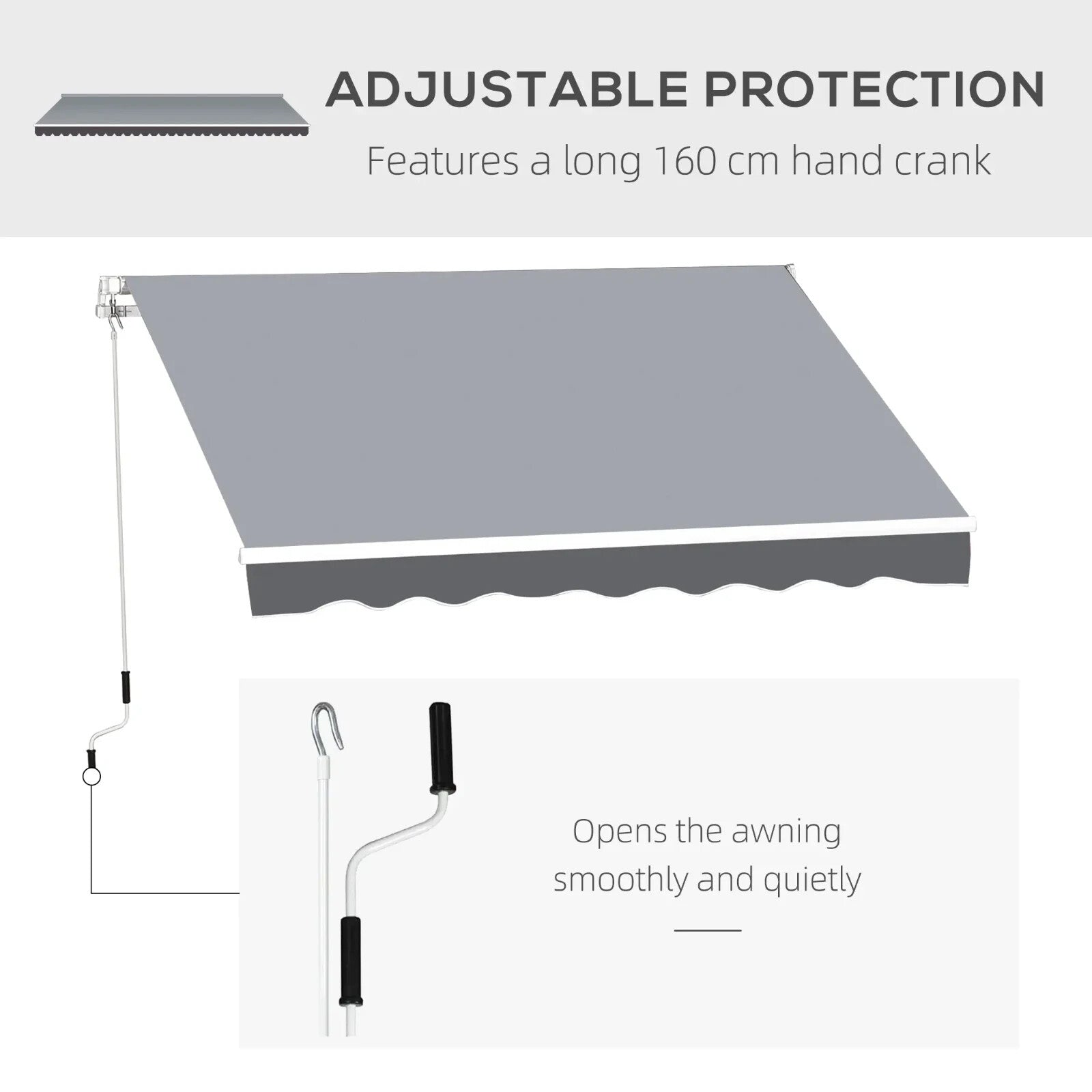 Awning Retractable Sun Shade Canopy w/ Winding Handle & Height Adjustable Grey - Home and Garden Furniture Shop - rustic - furniture