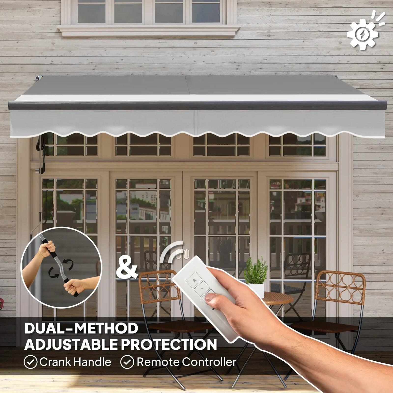 Awning Retractable Sun Shade Canopy with Remote Control & Electric Light Grey - Home and Garden Furniture Shop - #rustic - furniture#