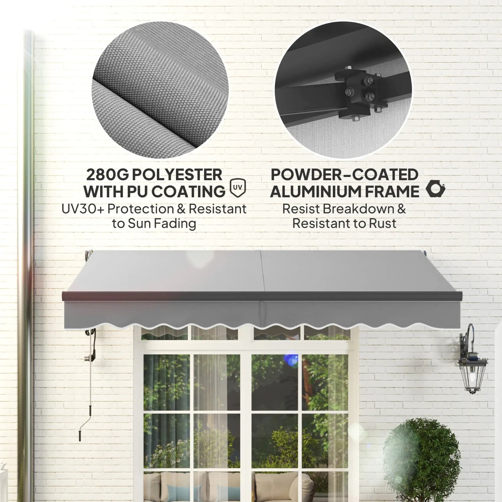 Awning Retractable Sun Shade Canopy with Remote Control & Electric Light Grey - Home and Garden Furniture Shop - #rustic - furniture#