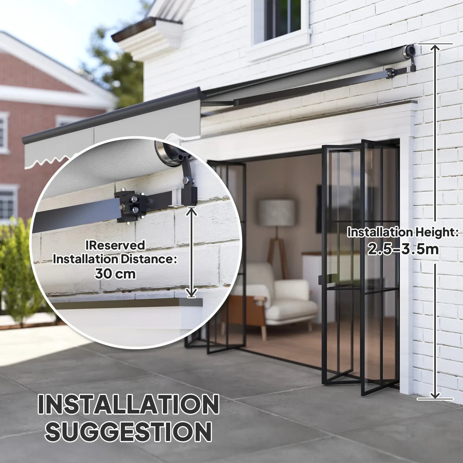Awning Retractable Sun Shade Canopy with Remote Control & Electric Light Grey - Home and Garden Furniture Shop - #rustic - furniture#