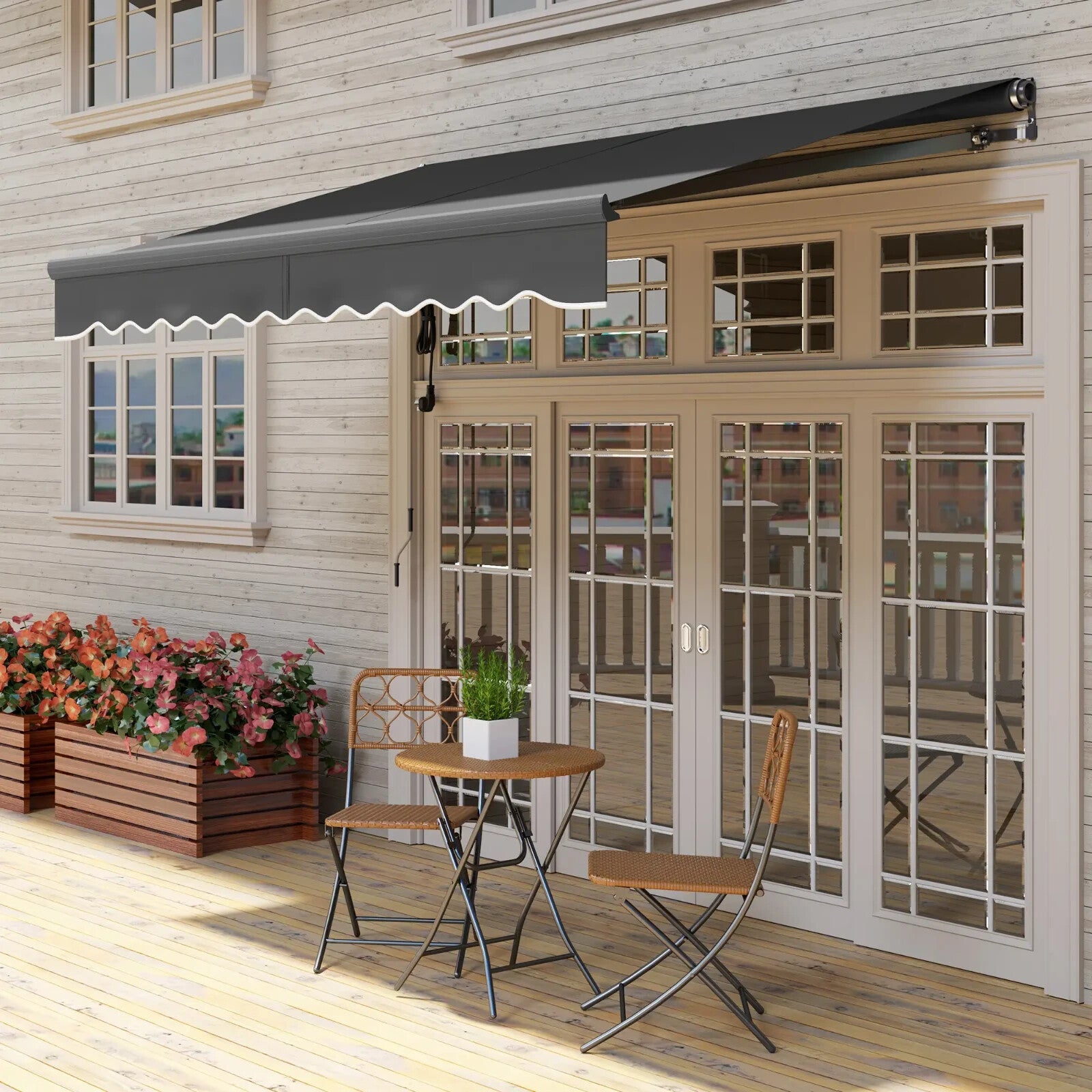 Awning Retractable Sun Shelter Canopy with Remote Control & Electric Dark Grey - Home and Garden Furniture Shop - rustic - furniture