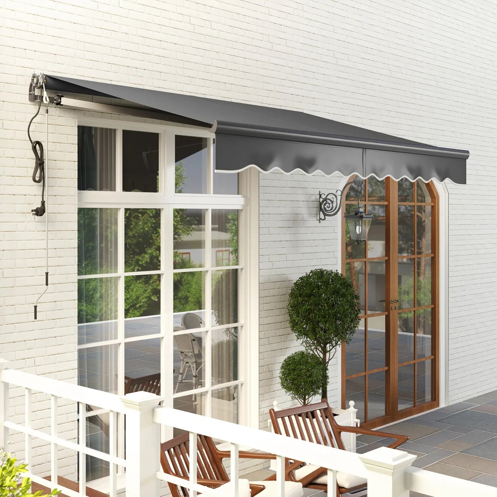 Awning Retractable Sun Shelter Canopy with Remote Control & Electric Dark Grey - Home and Garden Furniture Shop - rustic - furniture