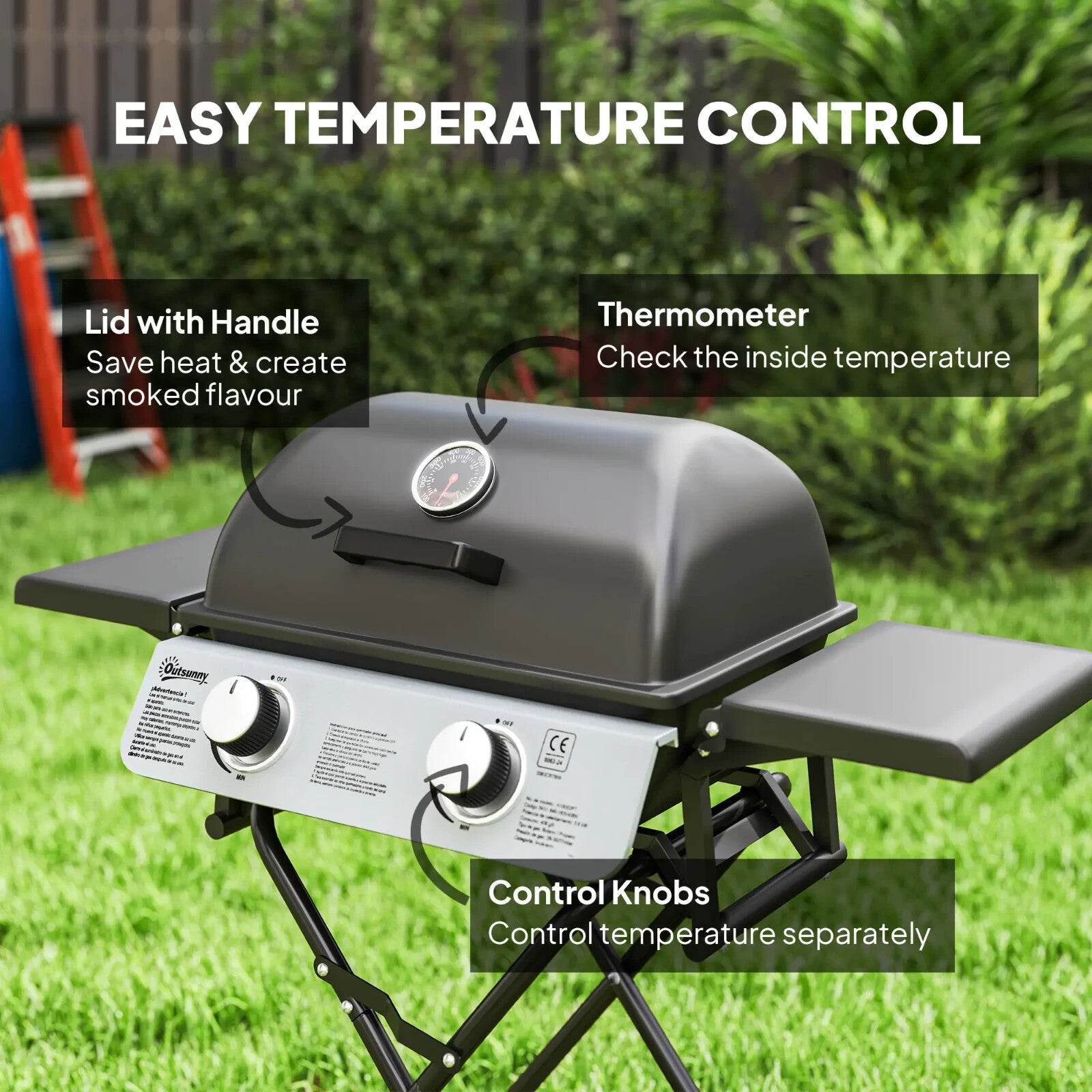 Barbecue Grill 2 Burner Suitcase Portable w/ Lid, Thermometer & Drip Tray Black - Home and Garden Furniture Shop - rustic - furniture