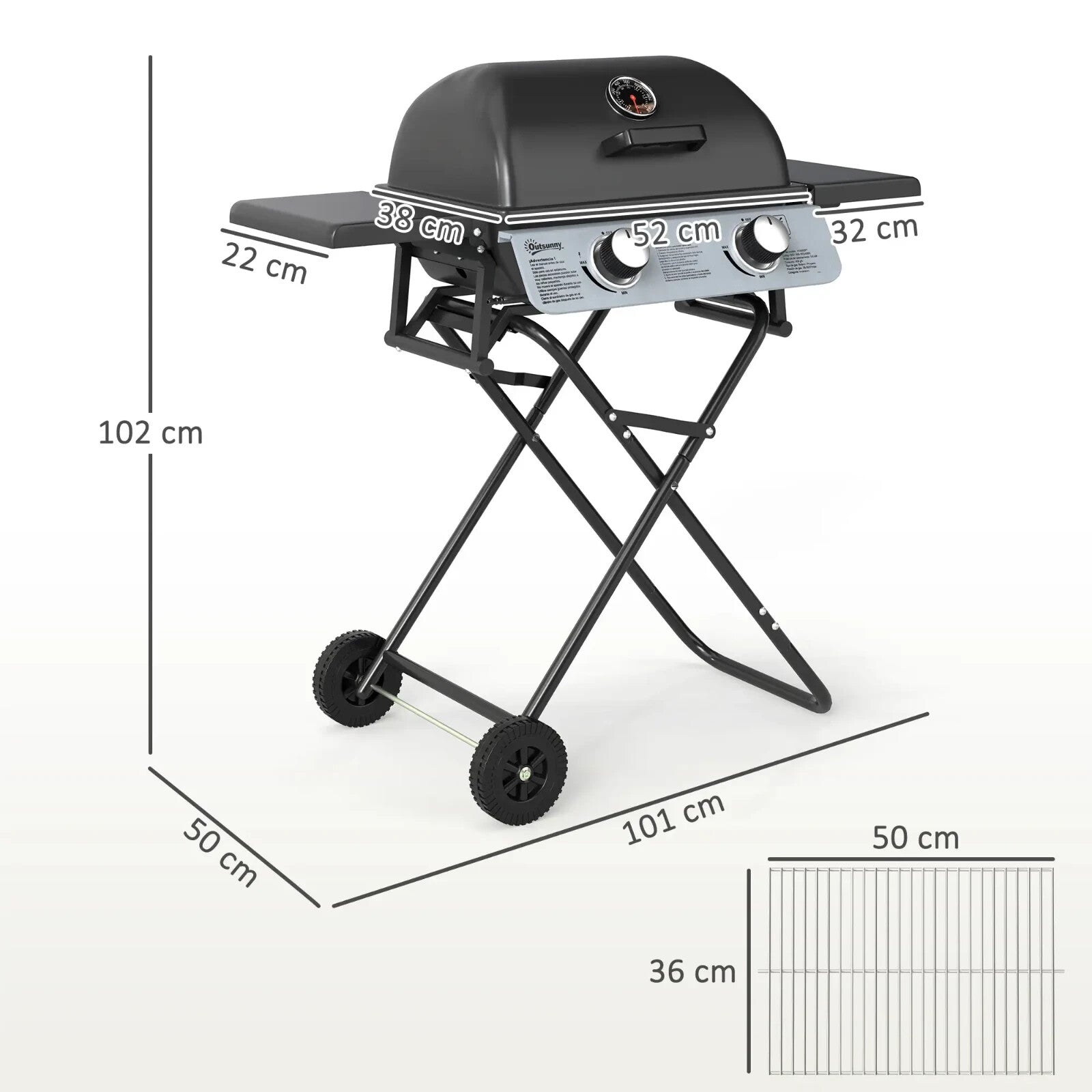 Barbecue Grill 2 Burner Suitcase Portable w/ Lid, Thermometer & Drip Tray Black - Home and Garden Furniture Shop - rustic - furniture
