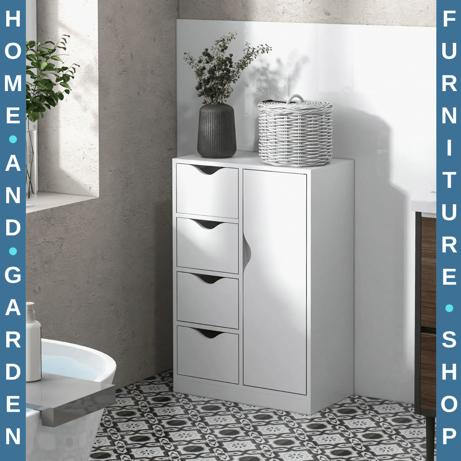 Bathroom Floor Cabinet Freestanding Storage Unit 4 Drawers Cupboard Living Room - Home and Garden Furniture Shop - rustic - furniture