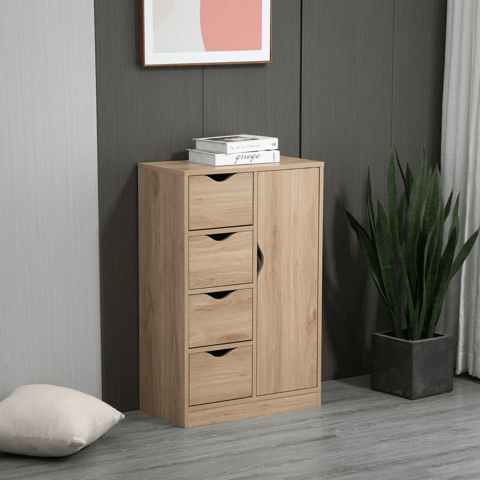 Bathroom Floor Cabinet Freestanding Storage Unit 4 Drawers Cupboard Oak Style - Home and Garden Furniture Shop - rustic - furniture
