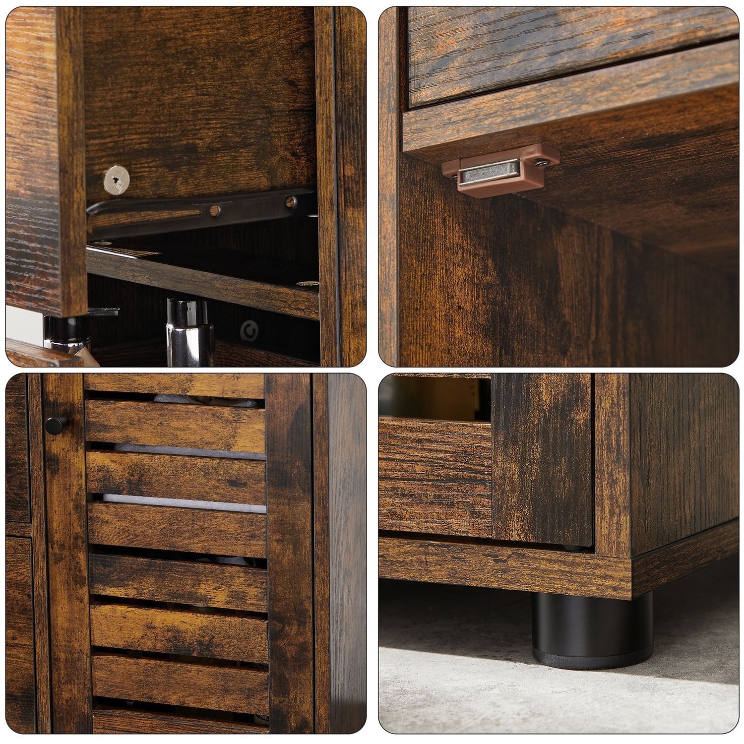 Bathroom Floor Cabinet with 3 Drawers Door Shelves Rustic Brown Storage Cupboard - Home and Garden Furniture Shop - #rustic - furniture#