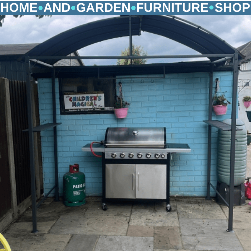 BBQ Gazebo Garden Canopy Tent Metal Frame Shelter for Cooking or Smoking Brown - Home and Garden Furniture Shop - rustic - furniture