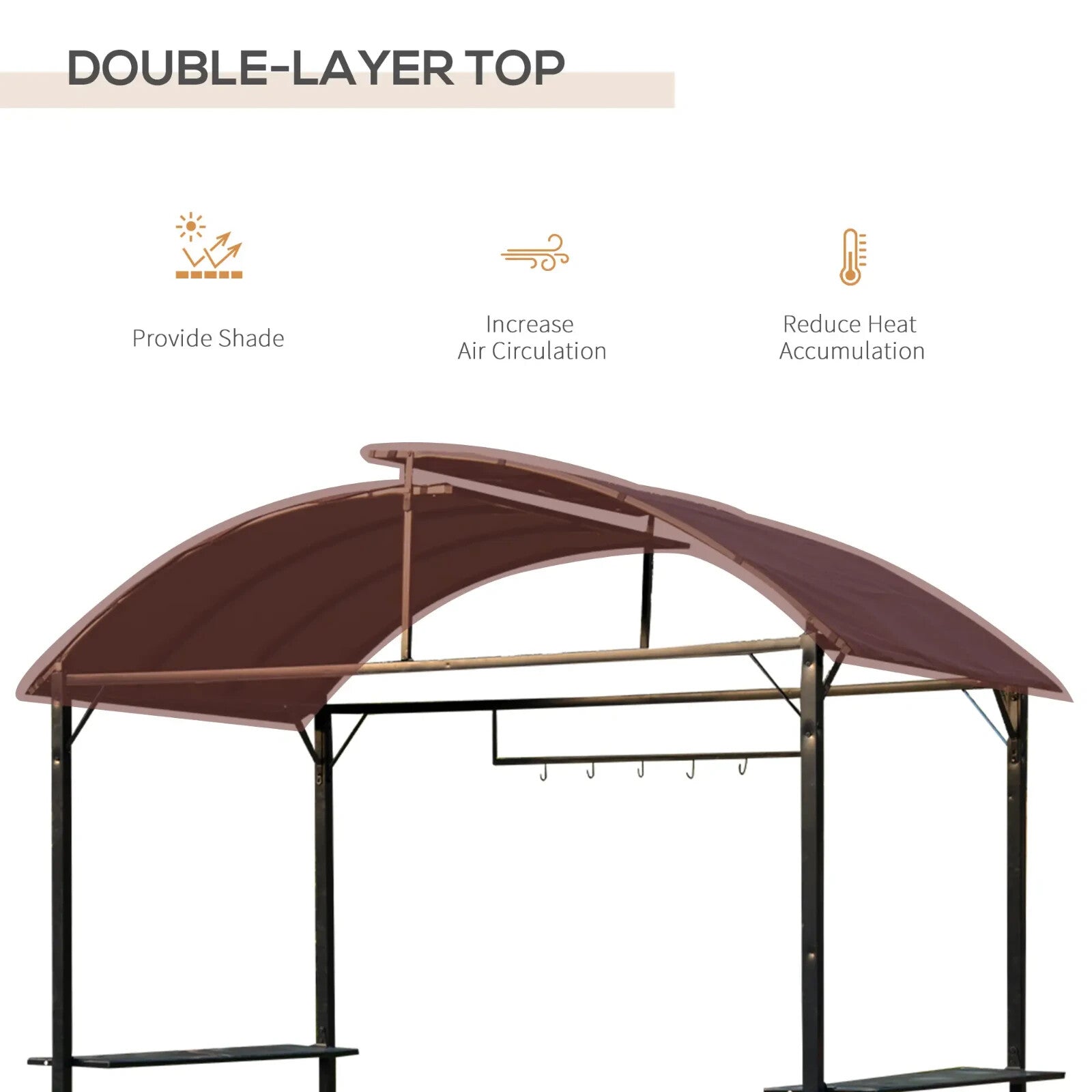 BBQ Gazebo Garden Canopy Tent Metal Frame Shelter for Cooking or Smoking Brown - Home and Garden Furniture Shop - rustic - furniture