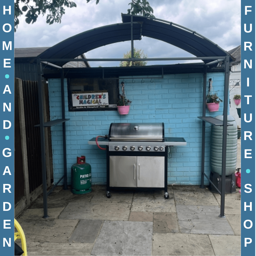 BBQ Gazebo Garden Canopy Tent Metal Frame Shelter for Cooking or Smoking Brown - Home and Garden Furniture Shop - rustic - furniture