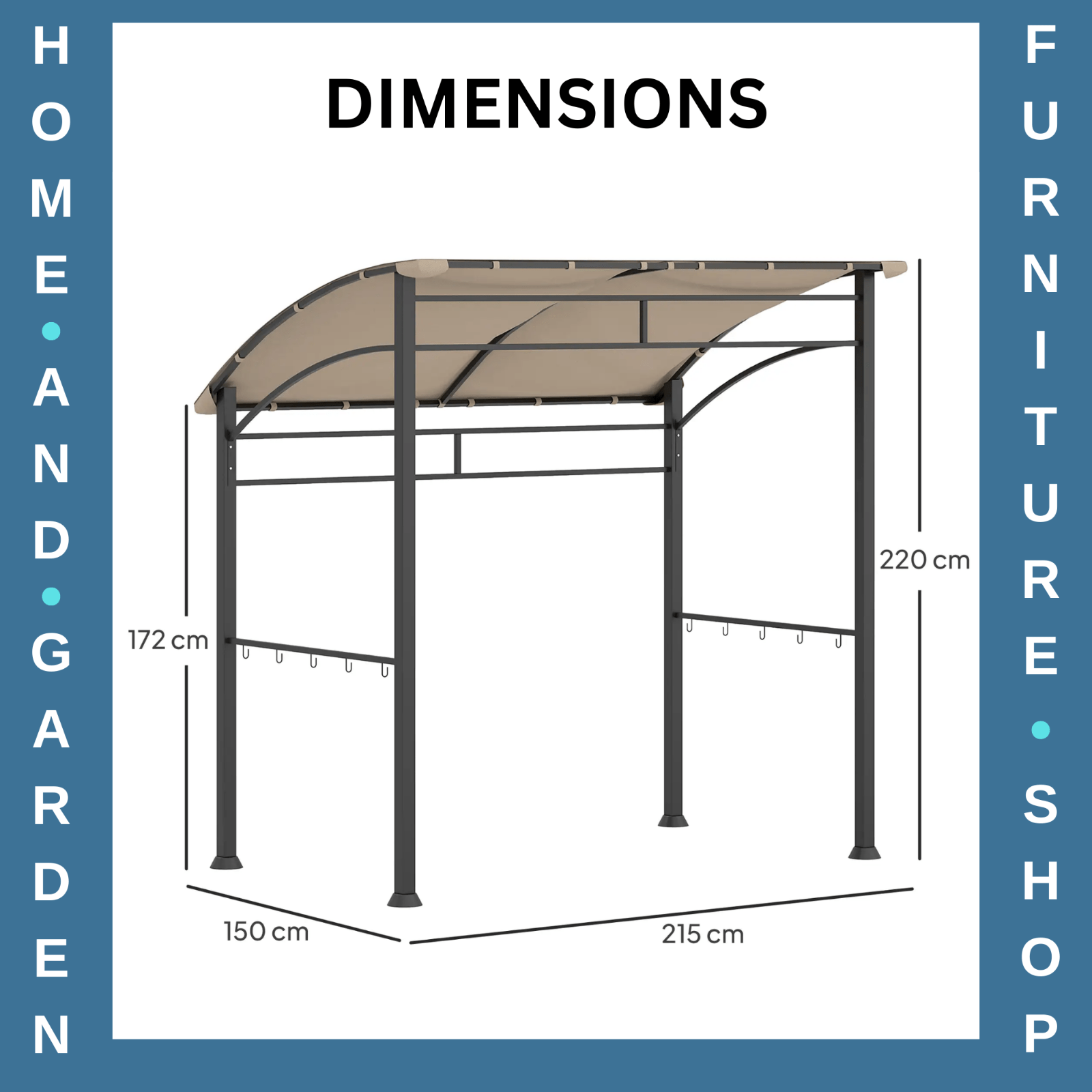 BBQ Gazebo Tent Sun Shade with Canopy 2.2 x 1.5m Patio BBQ Shelter Metal Khaki - Home and Garden Furniture Shop - rustic - furniture
