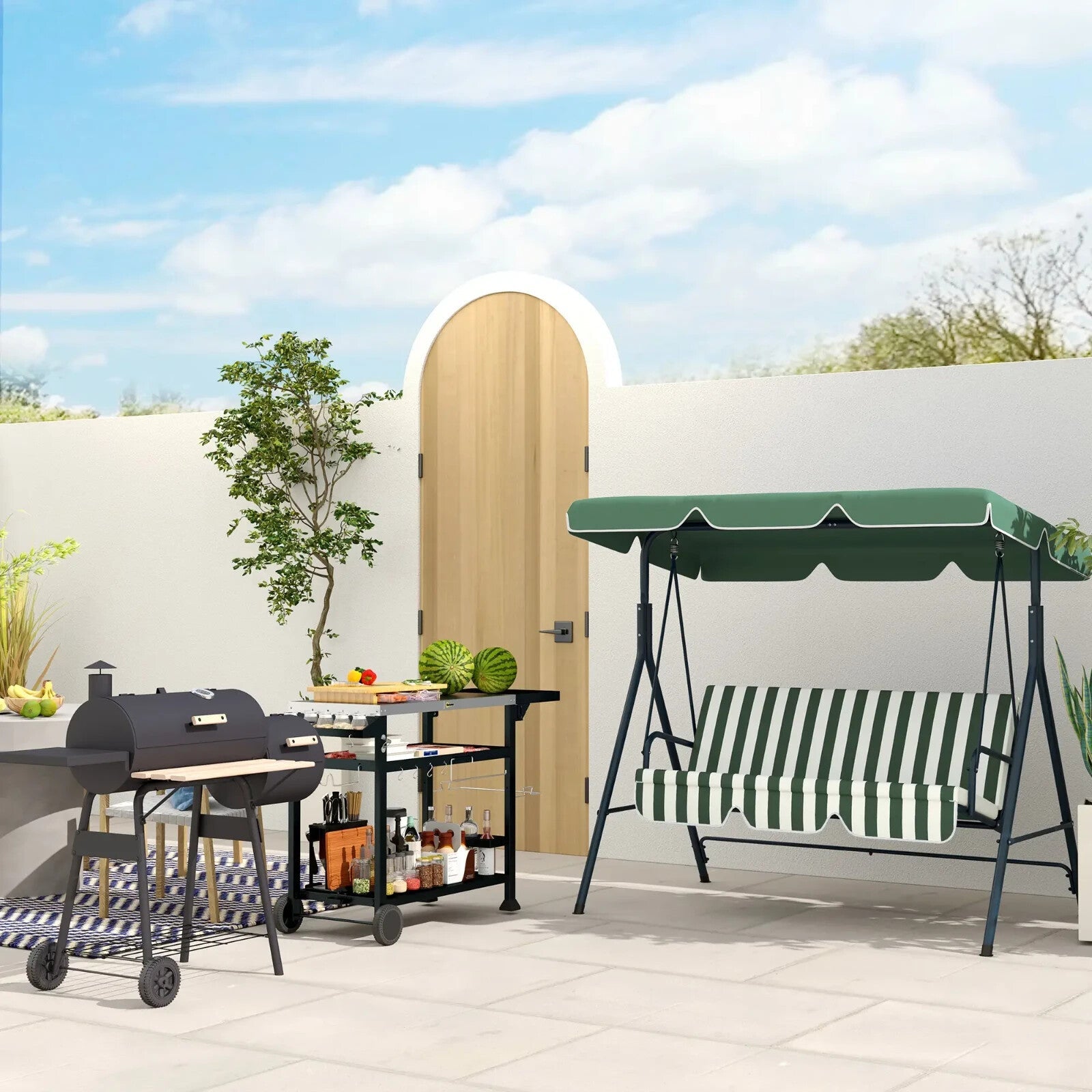 BBQ Grill Table w/ Stainless Steel Top Outdoor Cooking Station Prep Work Surface - Home and Garden Furniture Shop - rustic - furniture