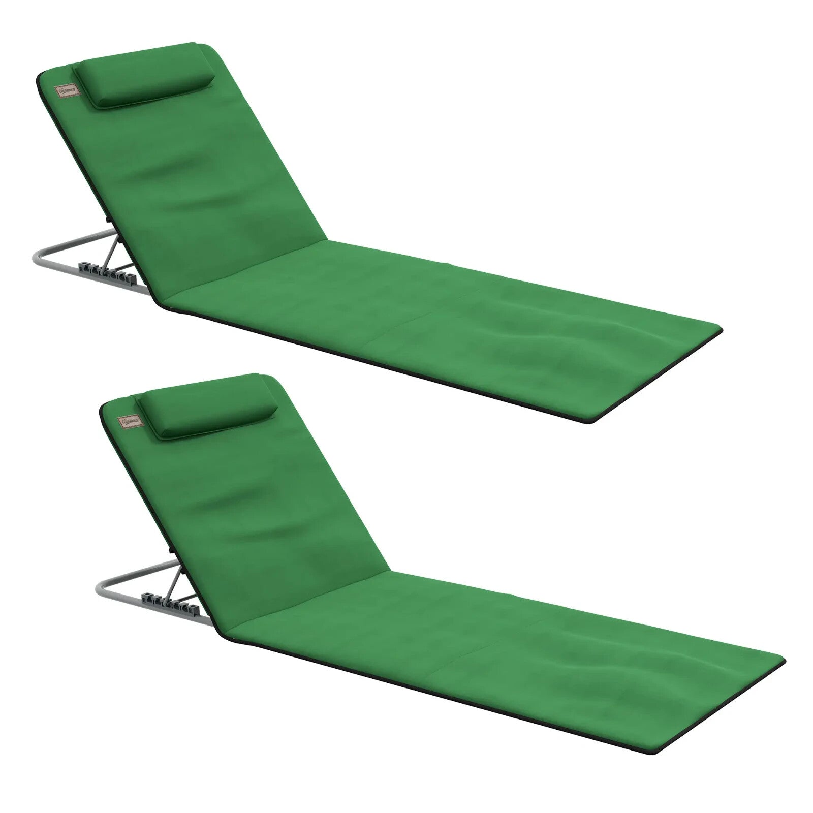 Beach Mat Chairs Set 2 - PCS w/ Padded Pillow & 5 - Level Adjustable Backrest Green - Home and Garden Furniture Shop - rustic - furniture