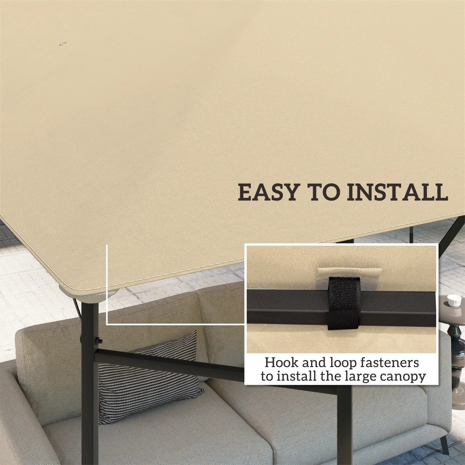 Beige Replacement Gazebo Canopy Cover with Drain Holes for 3 x 3(m) Gazebo Frame - Home and Garden Furniture Shop - rustic - furniture