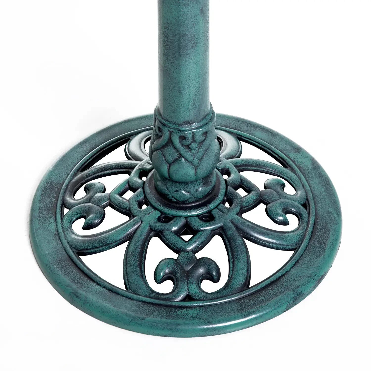 Bird Bath Fountain Decorative Feeder Stand With Scallop - Like Pattern Green - Home and Garden Furniture Shop - rustic - furniture