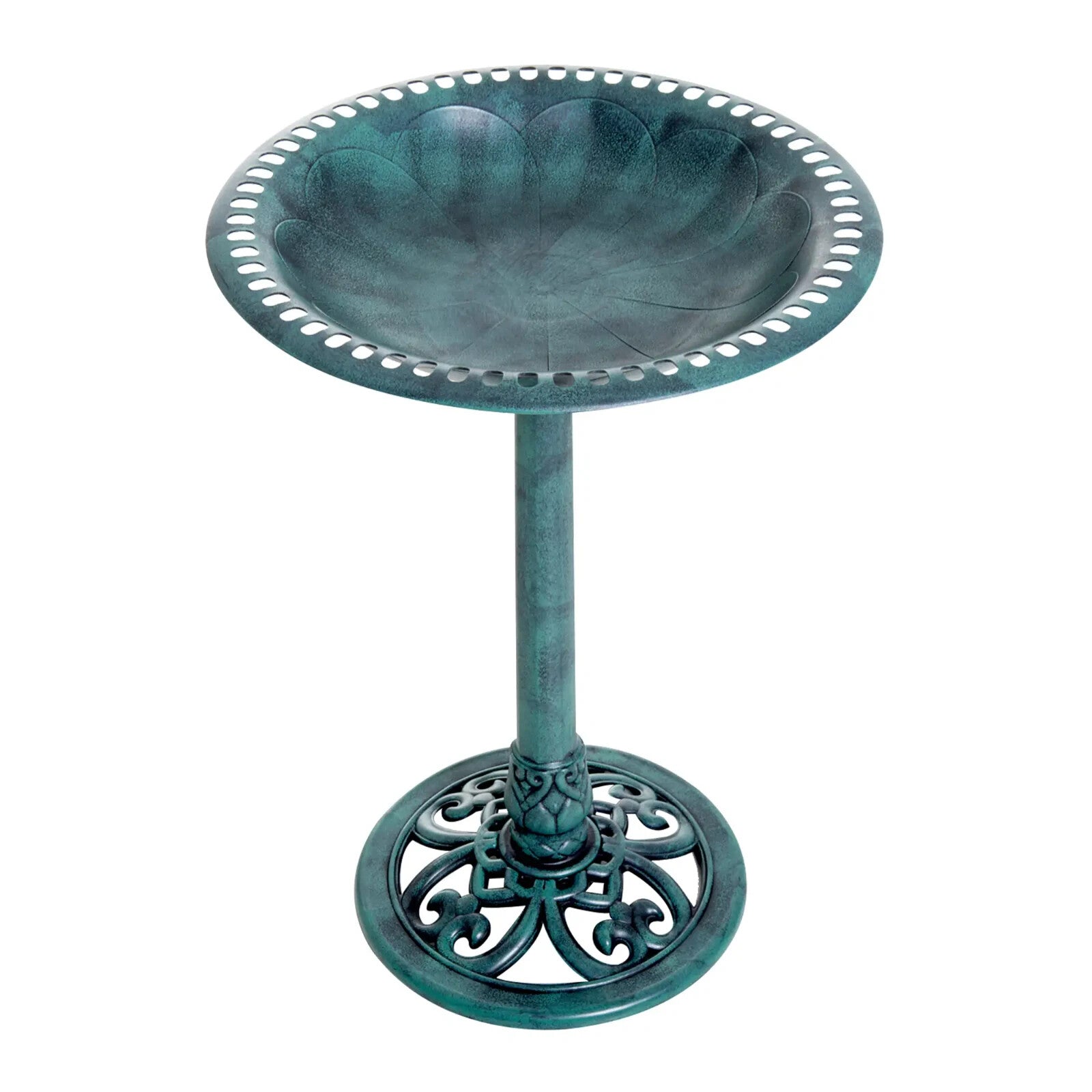 Bird Bath Fountain Decorative Feeder Stand With Scallop - Like Pattern Green - Home and Garden Furniture Shop - rustic - furniture