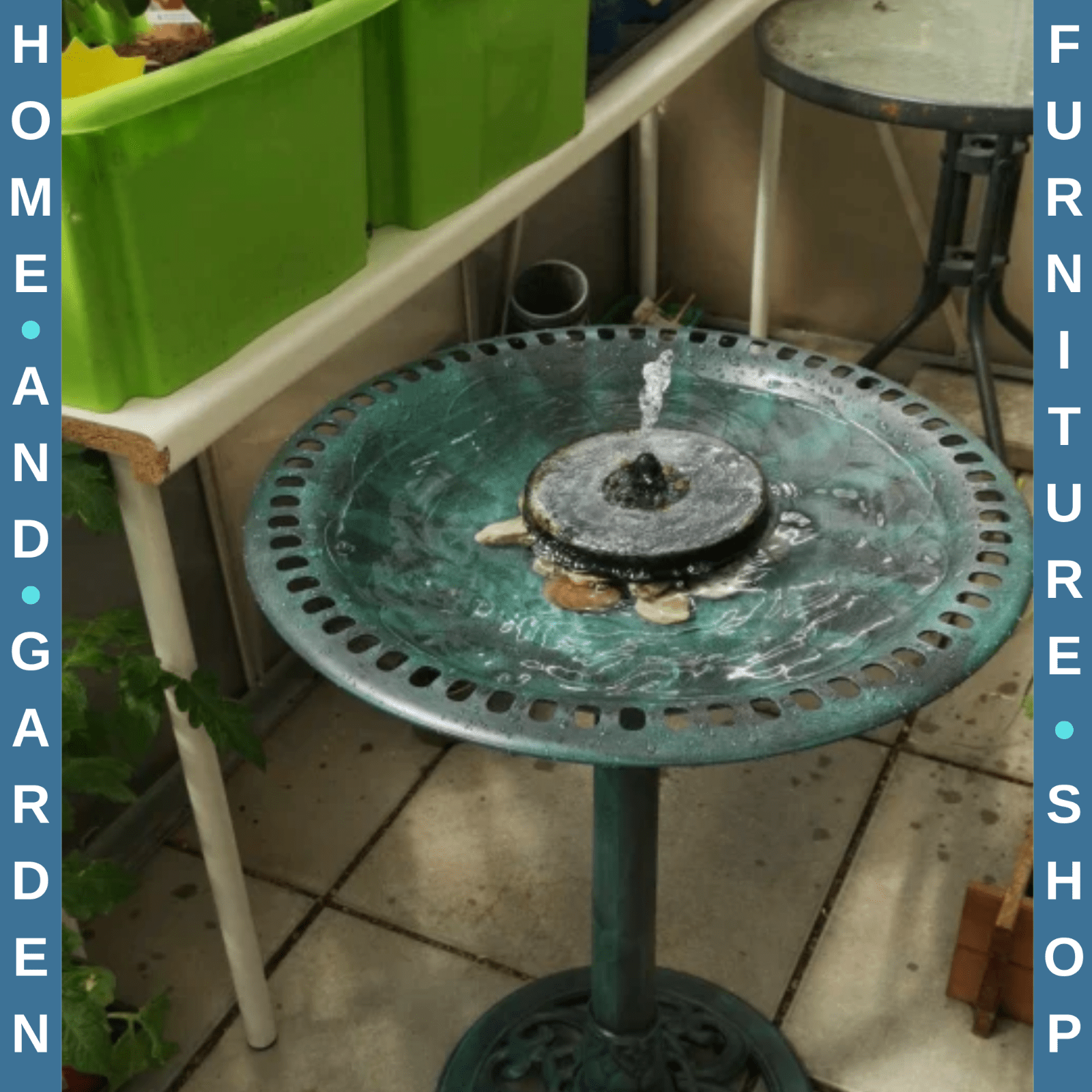 Bird Bath Fountain Decorative Feeder Stand With Scallop - Like Pattern Green - Home and Garden Furniture Shop - rustic - furniture