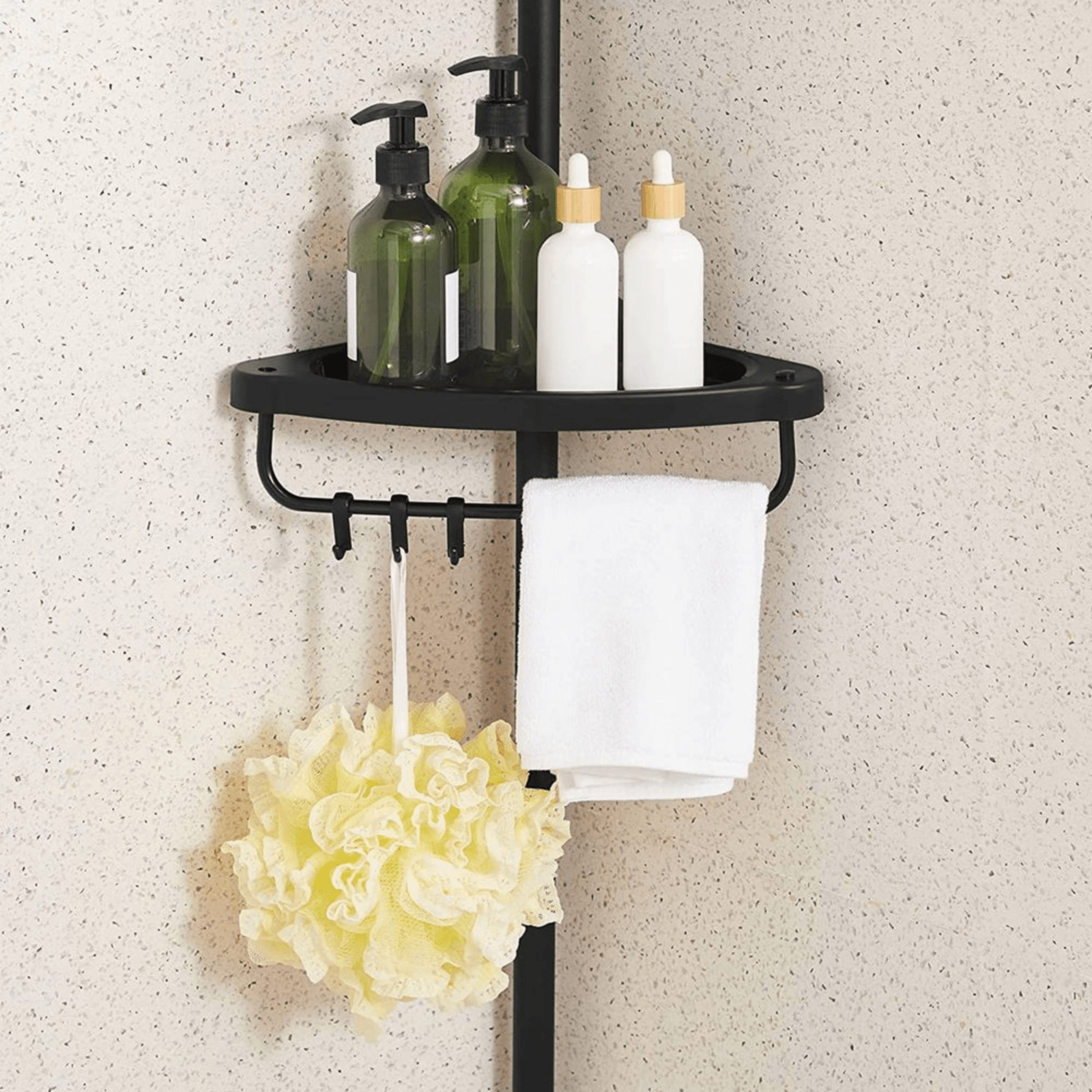 Black Adjustable Corner Bathroom Shelf Shower Caddy Storage Telescopic Pole Unit - Home and Garden Furniture Shop - #rustic - furniture#