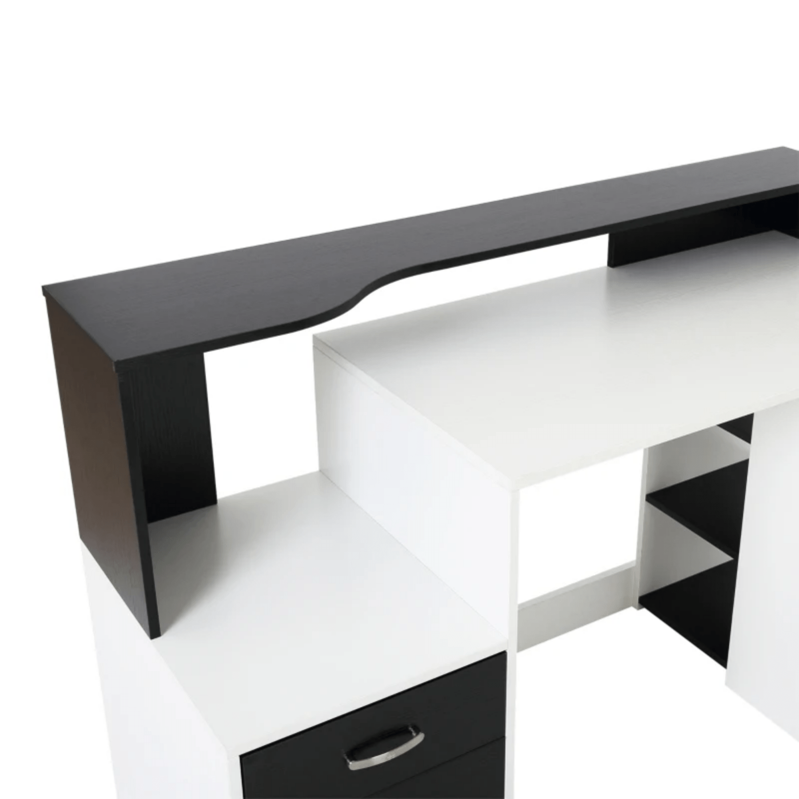 Black Computer Desk Multi - Storage Workstation Home Office Table Shelves Drawers - Home and Garden Furniture Shop - rustic - furniture