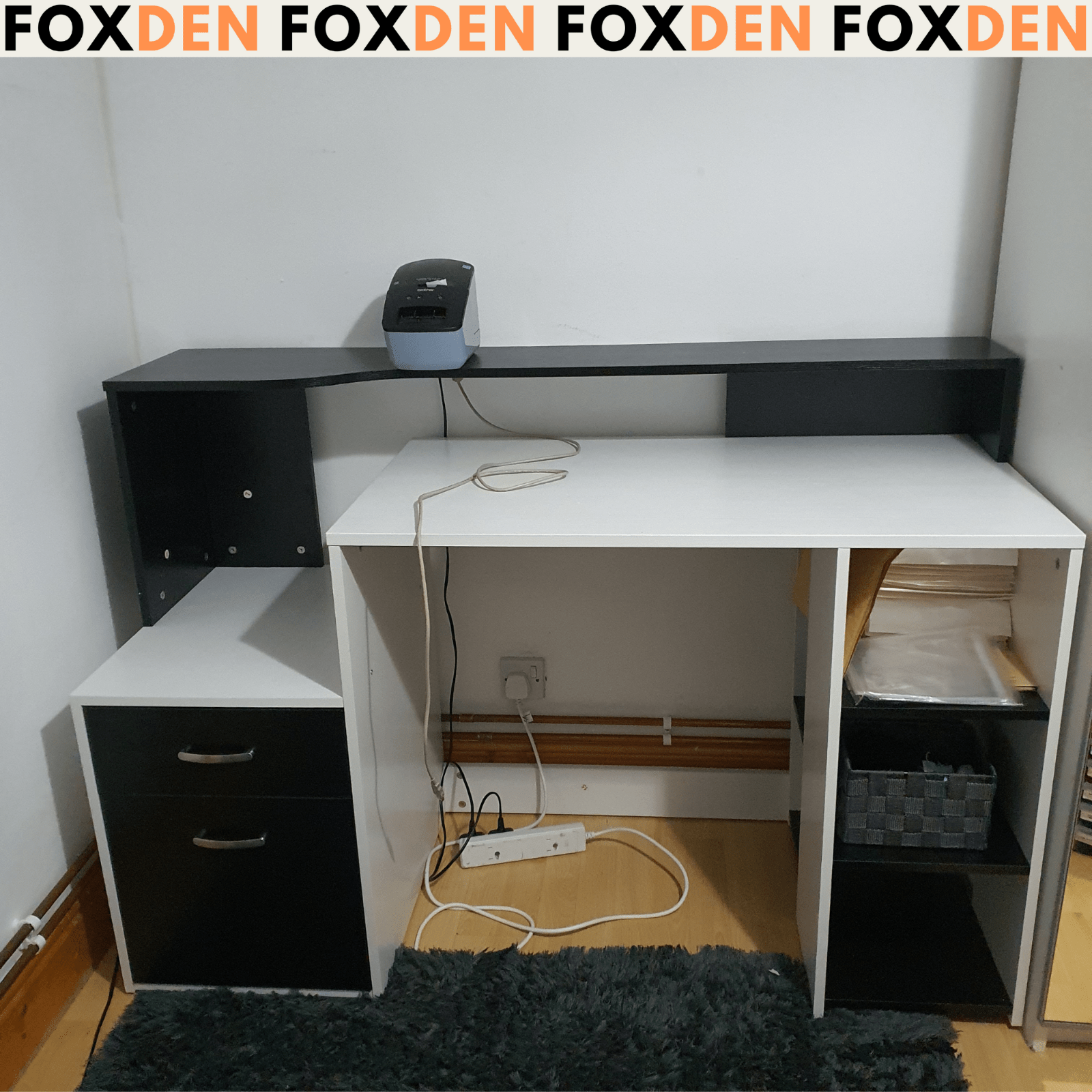 Black Computer Desk Multi - Storage Workstation Home Office Table Shelves Drawers - Home and Garden Furniture Shop - rustic - furniture