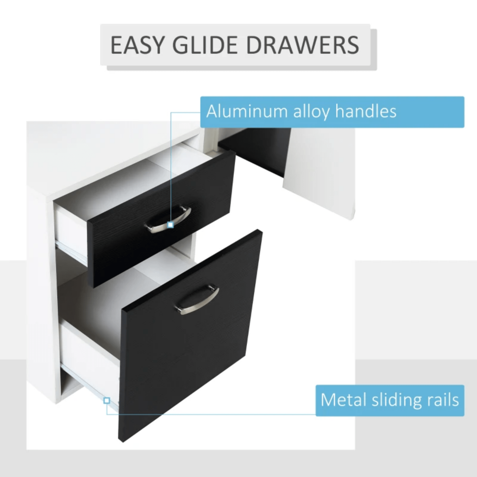 Black Computer Desk Multi - Storage Workstation Home Office Table Shelves Drawers - Home and Garden Furniture Shop - rustic - furniture