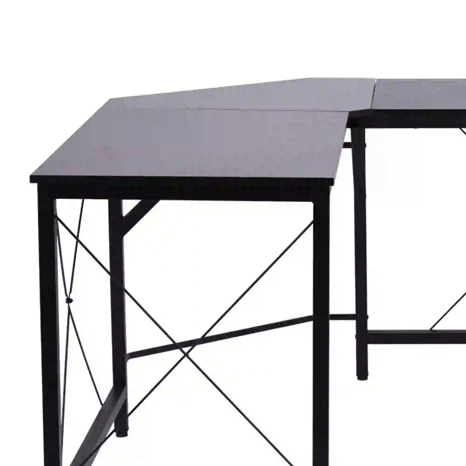 Black Corner L - Shape Desk Home Office Gaming Computer Desk PC Workstation Table - Home and Garden Furniture Shop - rustic - furniture