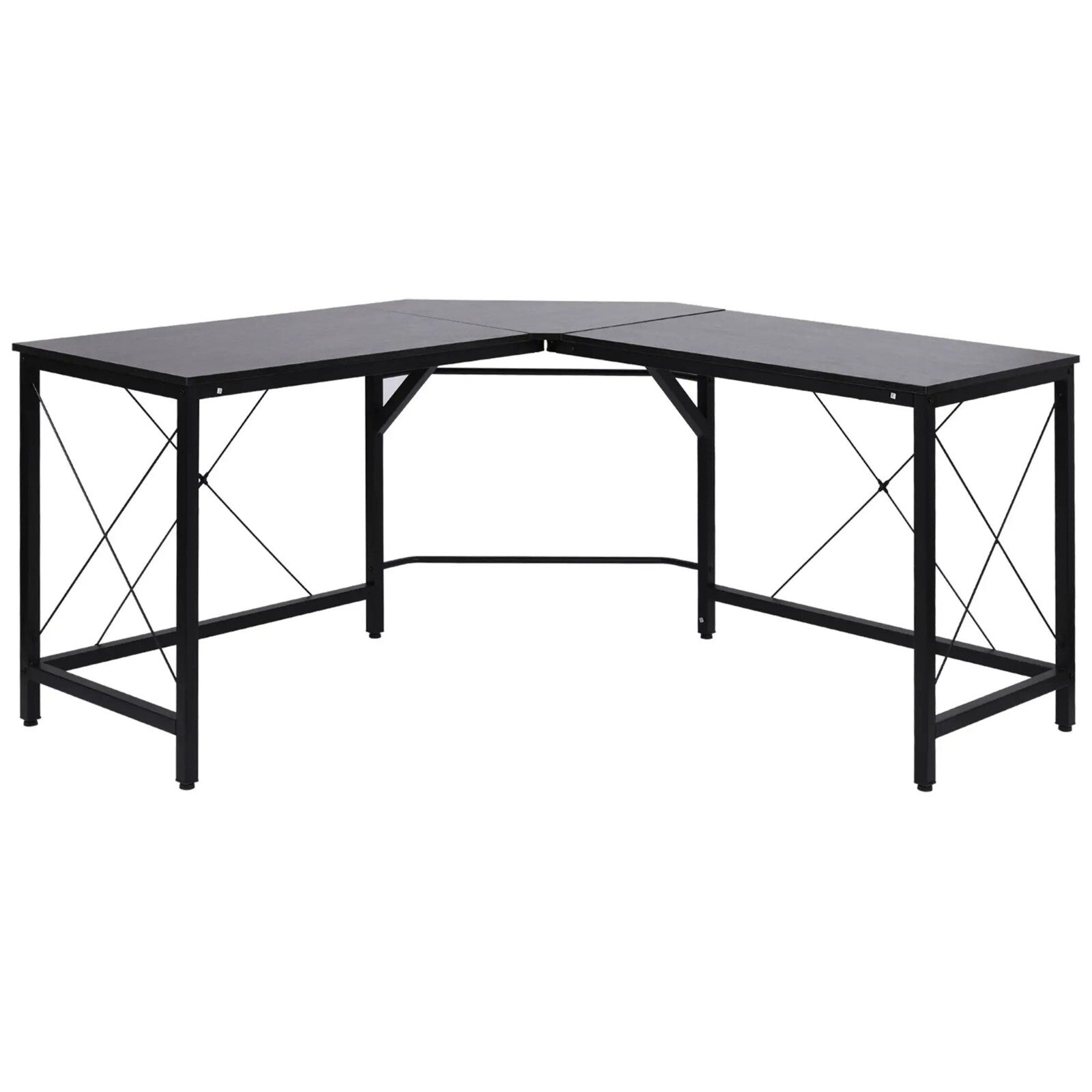 Black Corner L - Shape Desk Home Office Gaming Computer Desk PC Workstation Table - Home and Garden Furniture Shop - rustic - furniture